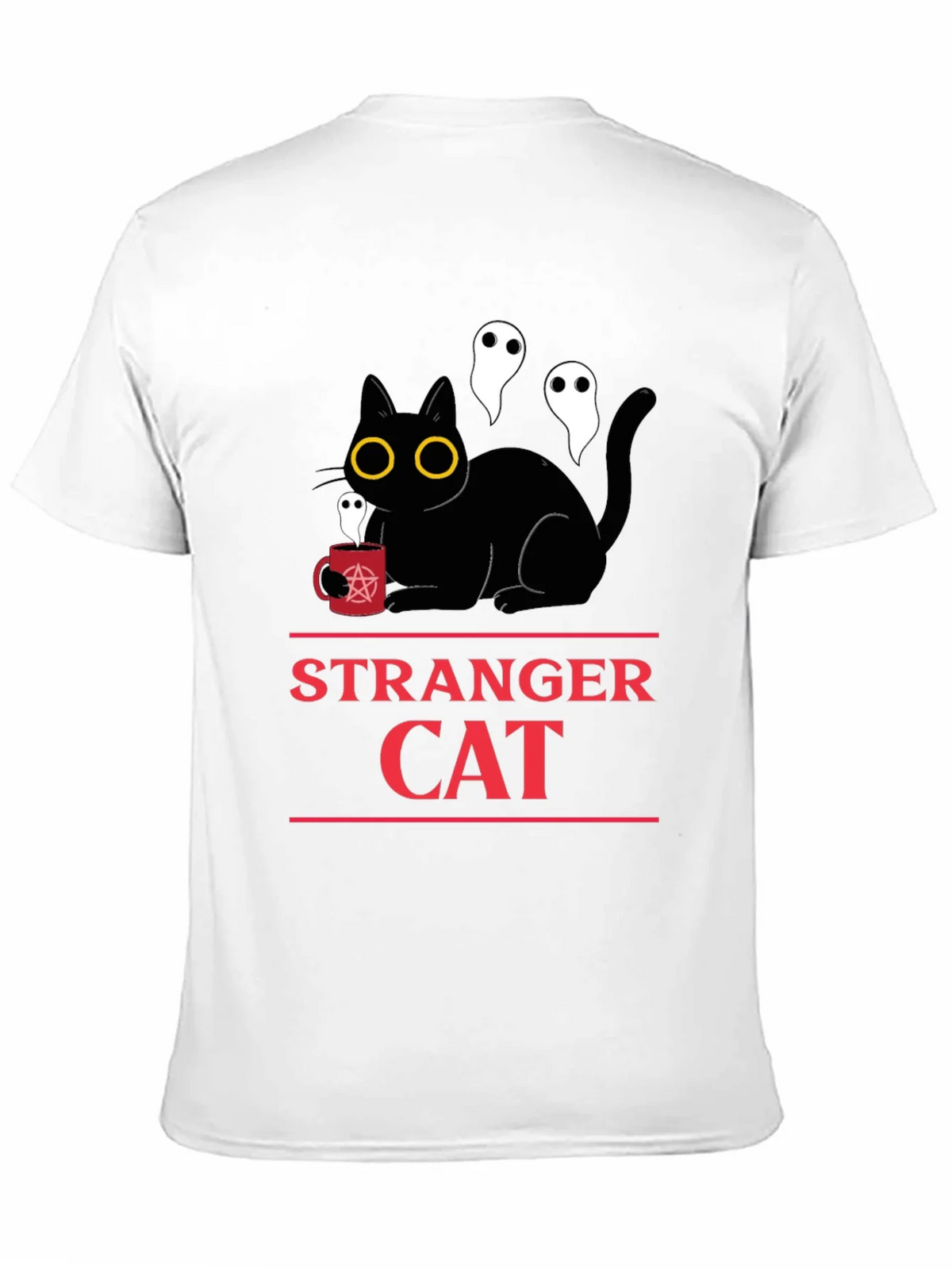 Stranger Cat T-Shirt - Black & Ghosts Graphic Tee product image 3