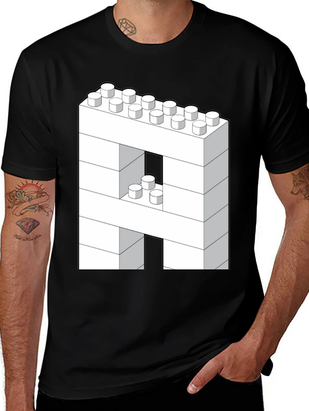 Block Letter A T-Shirt - Construction Brick Design product image 1