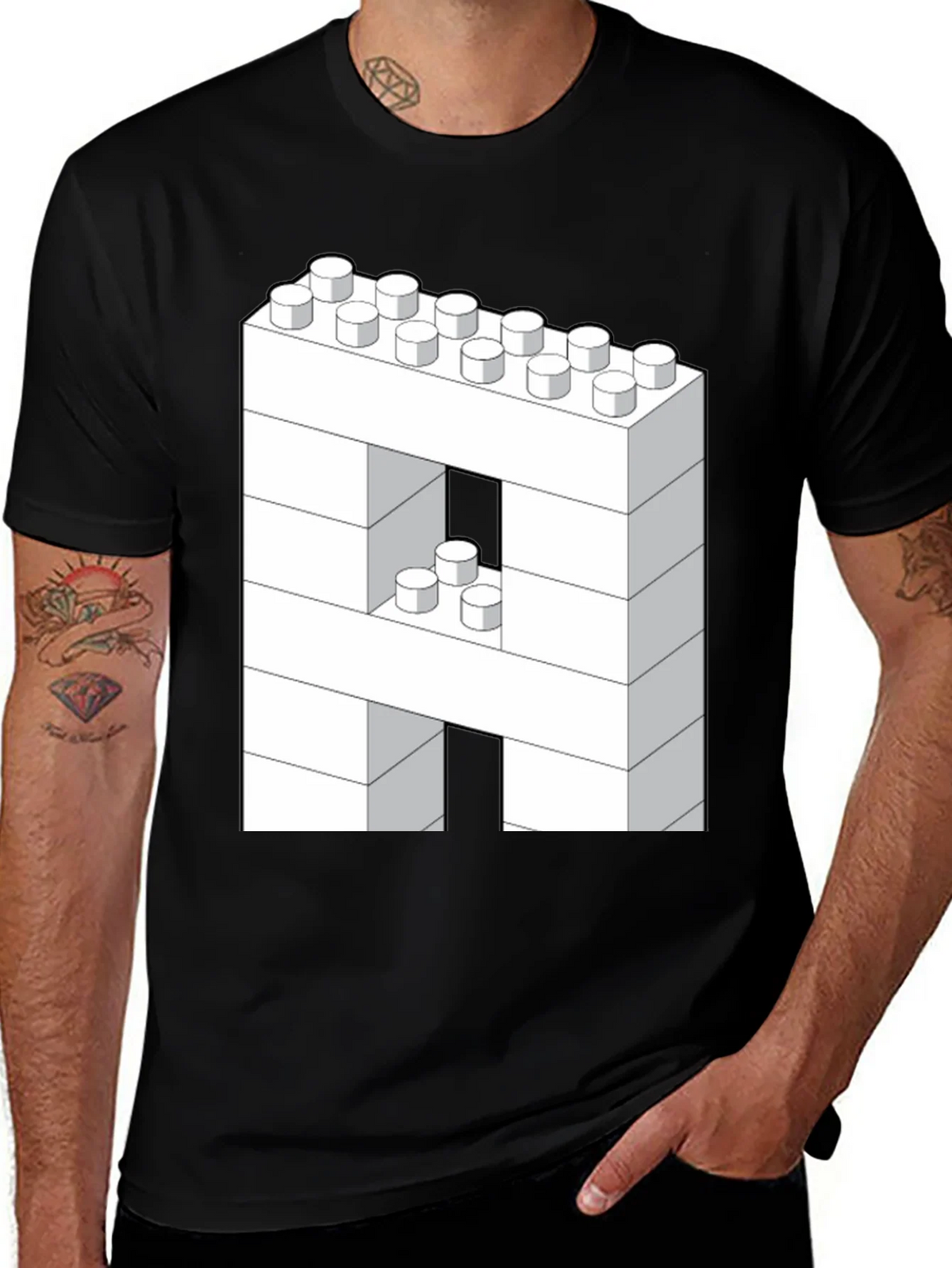 Block Letter A T-Shirt - Construction Brick Design product image 1