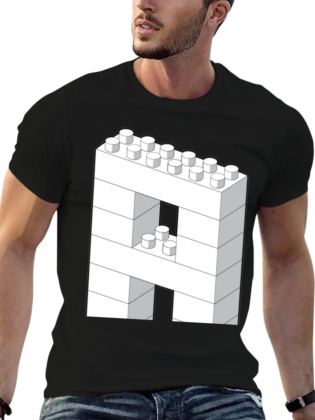 Block Letter A T-Shirt - Construction Brick Design product image 6
