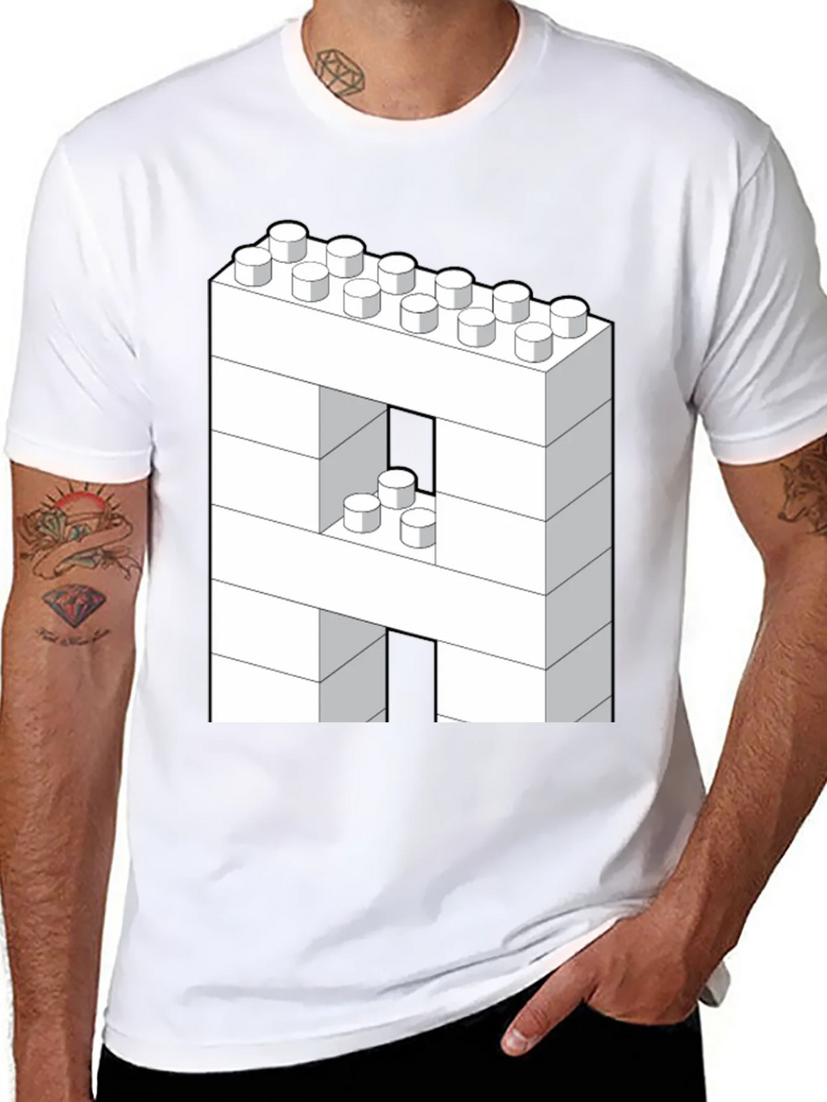 Block Letter A T-Shirt - Construction Brick Design product image 7