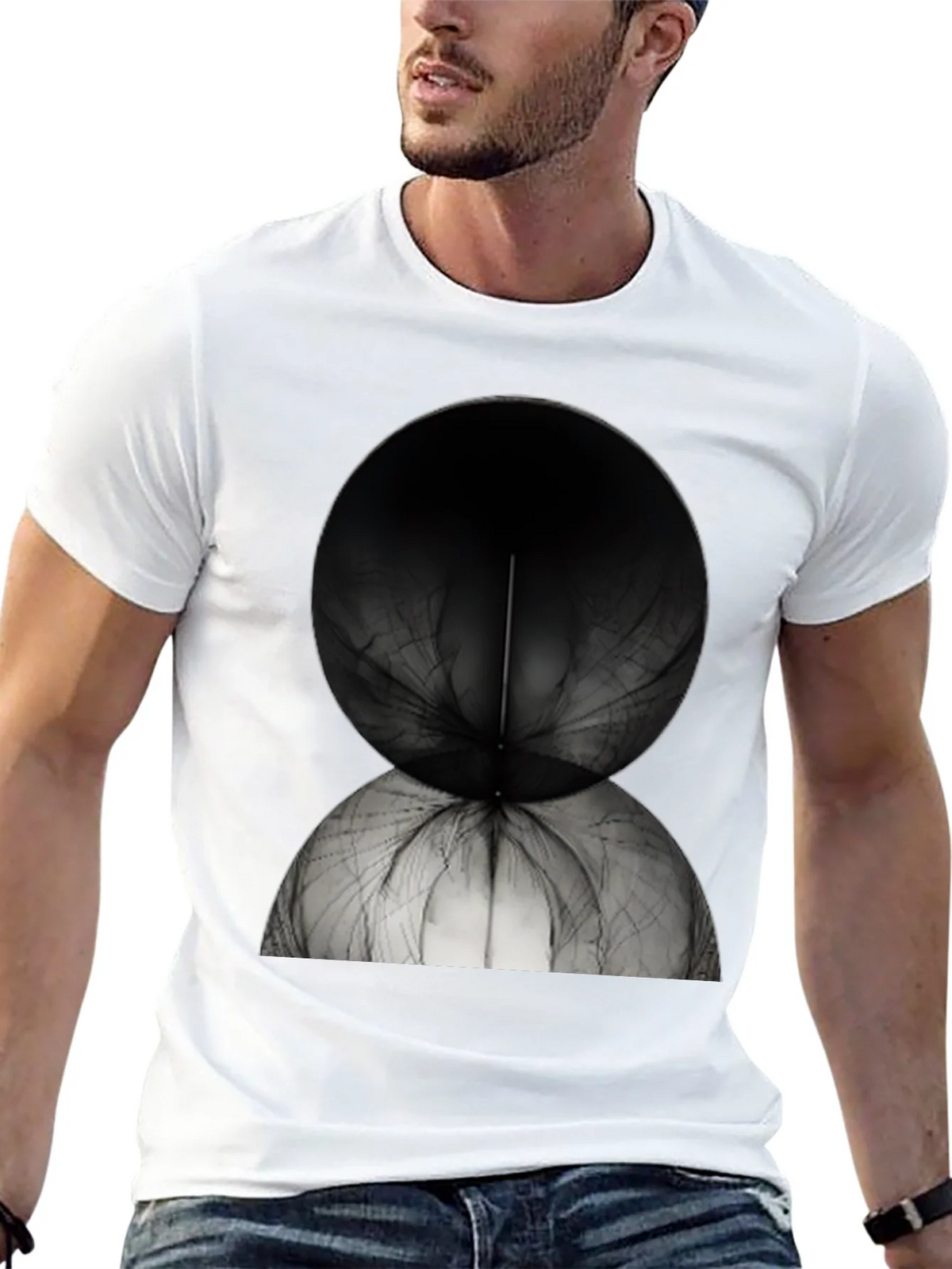 Abstract Spherical Design Tee - Modern Black T-Shirt product image 12