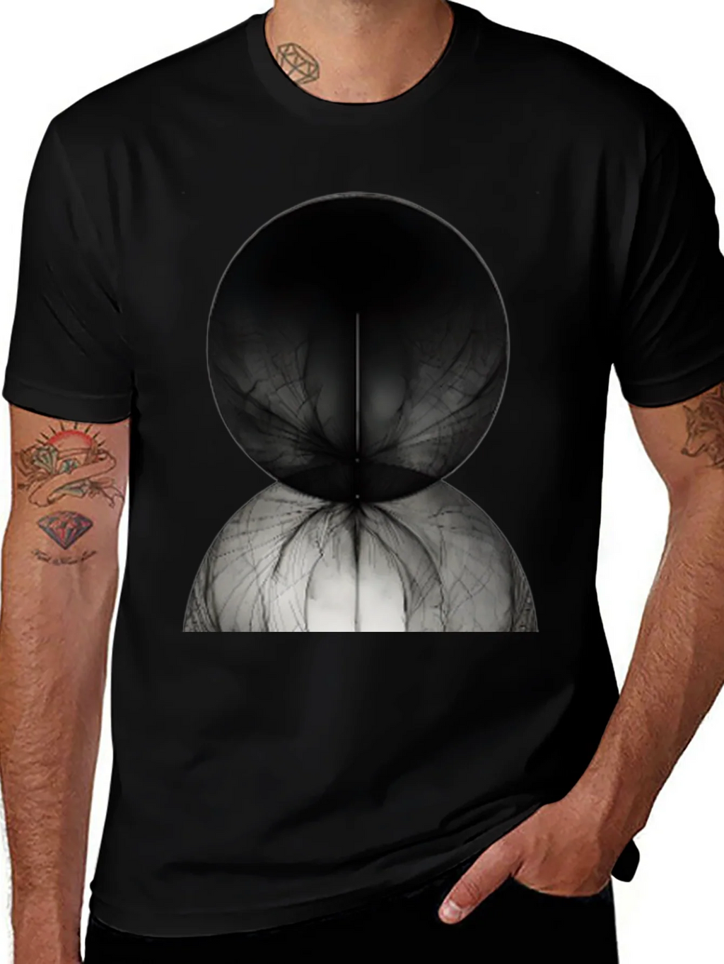 Abstract Spherical Design Tee - Modern Black T-Shirt product image 1