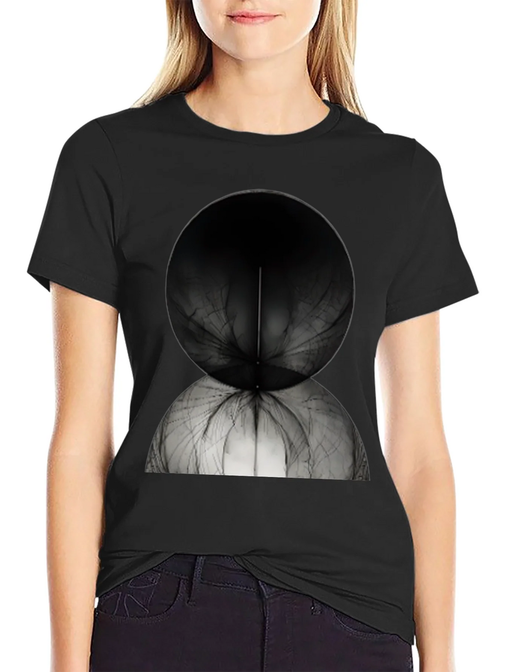 Abstract Spherical Design Tee - Modern Black T-Shirt product image 2
