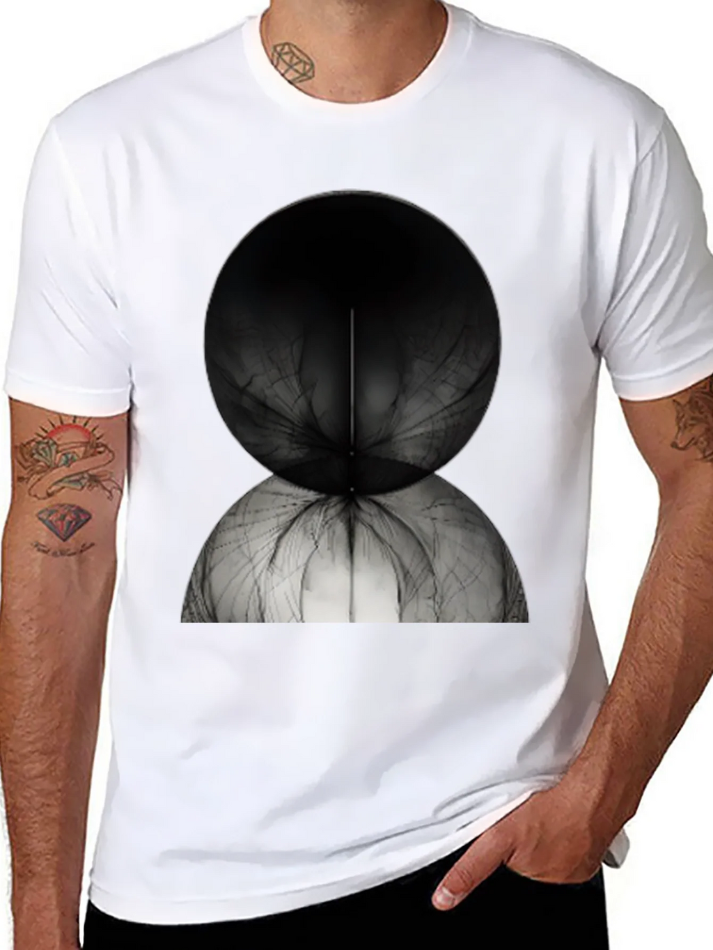 Abstract Spherical Design Tee - Modern Black T-Shirt product image 7