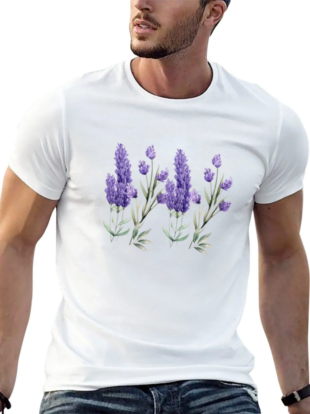 Lavender Print Black T-Shirt product image 2