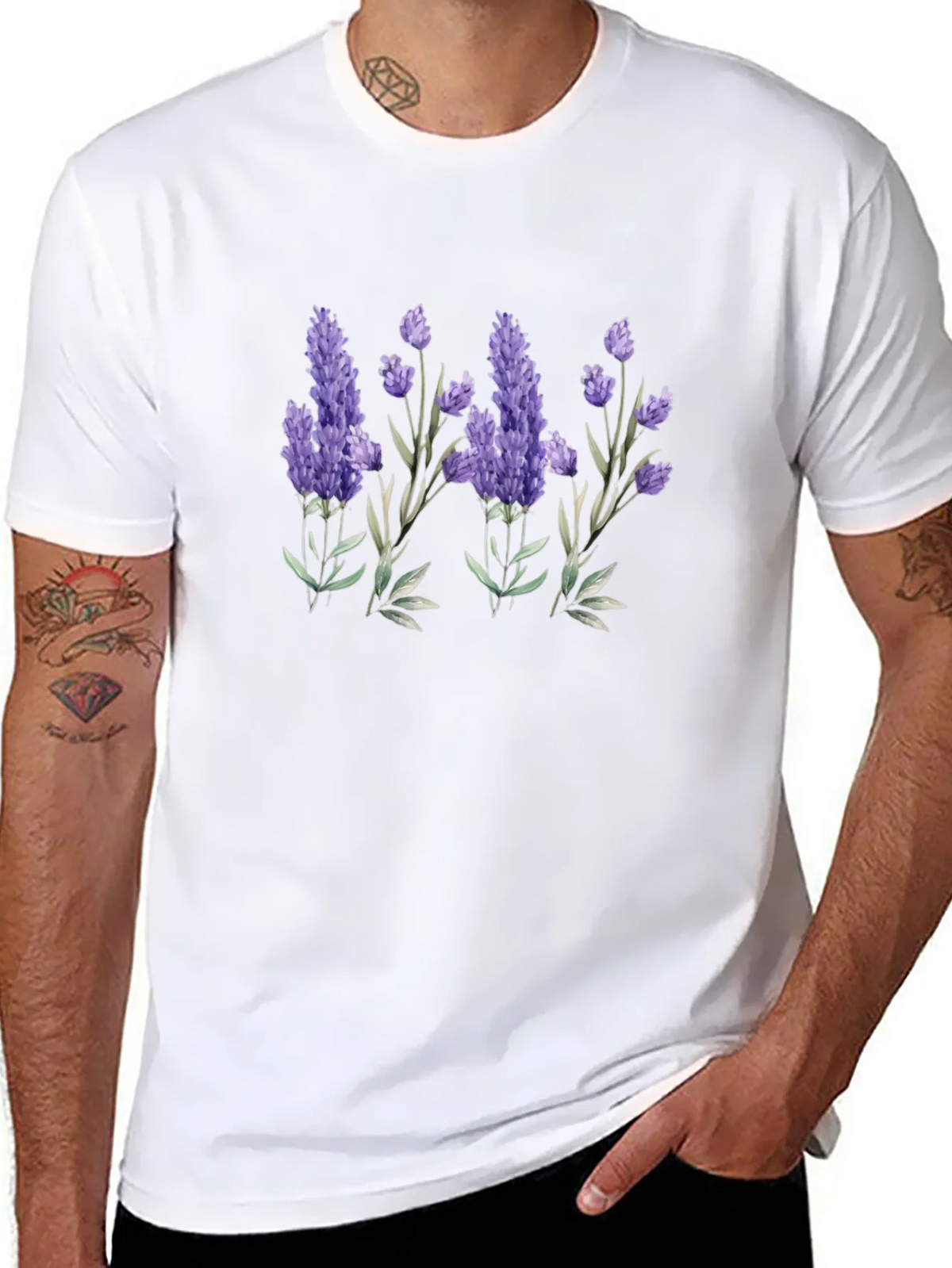 Lavender Print Black T-Shirt product image 1