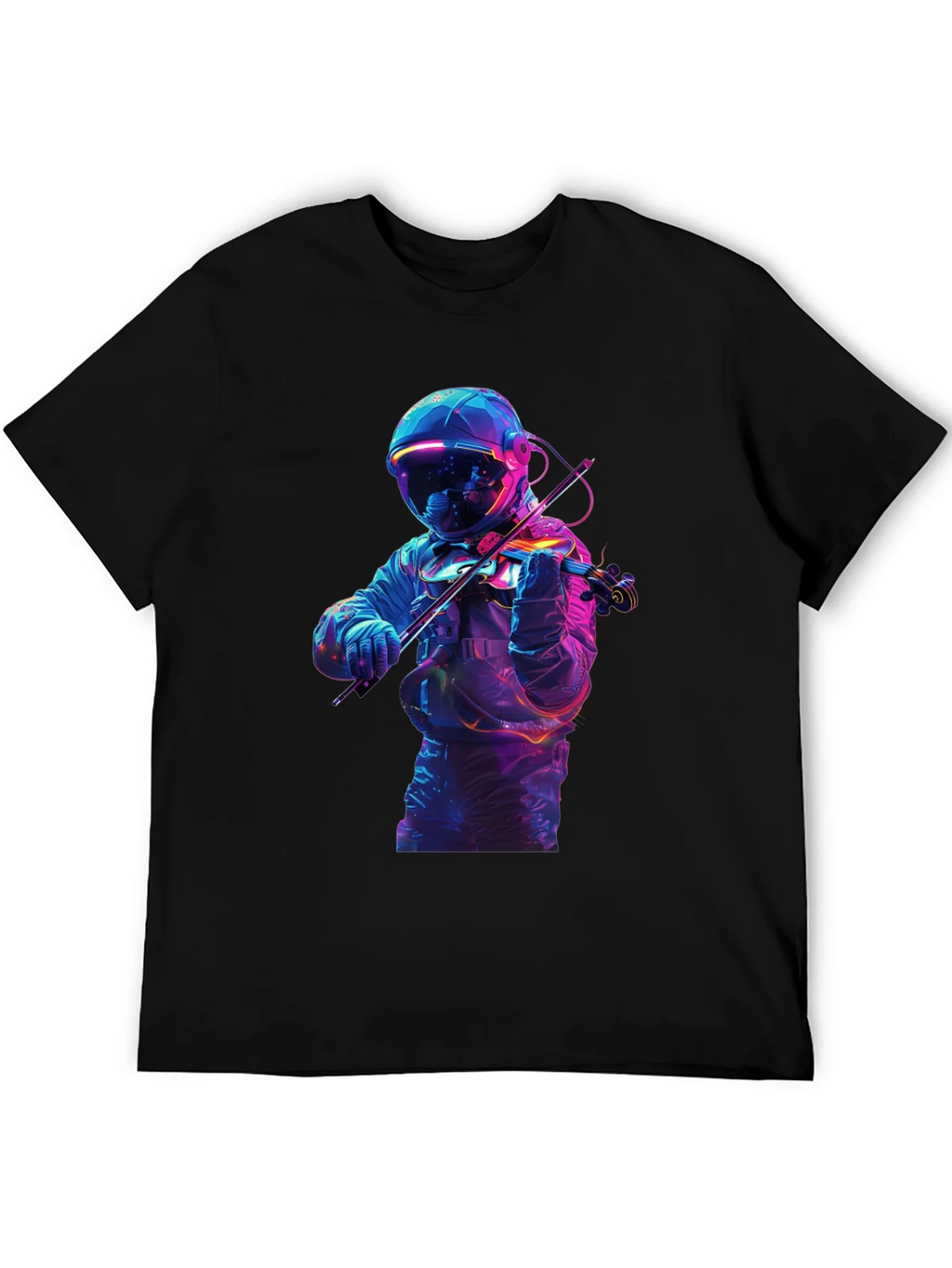 Astronaut Violinist Graphic Tee - Black Cotton product image 5