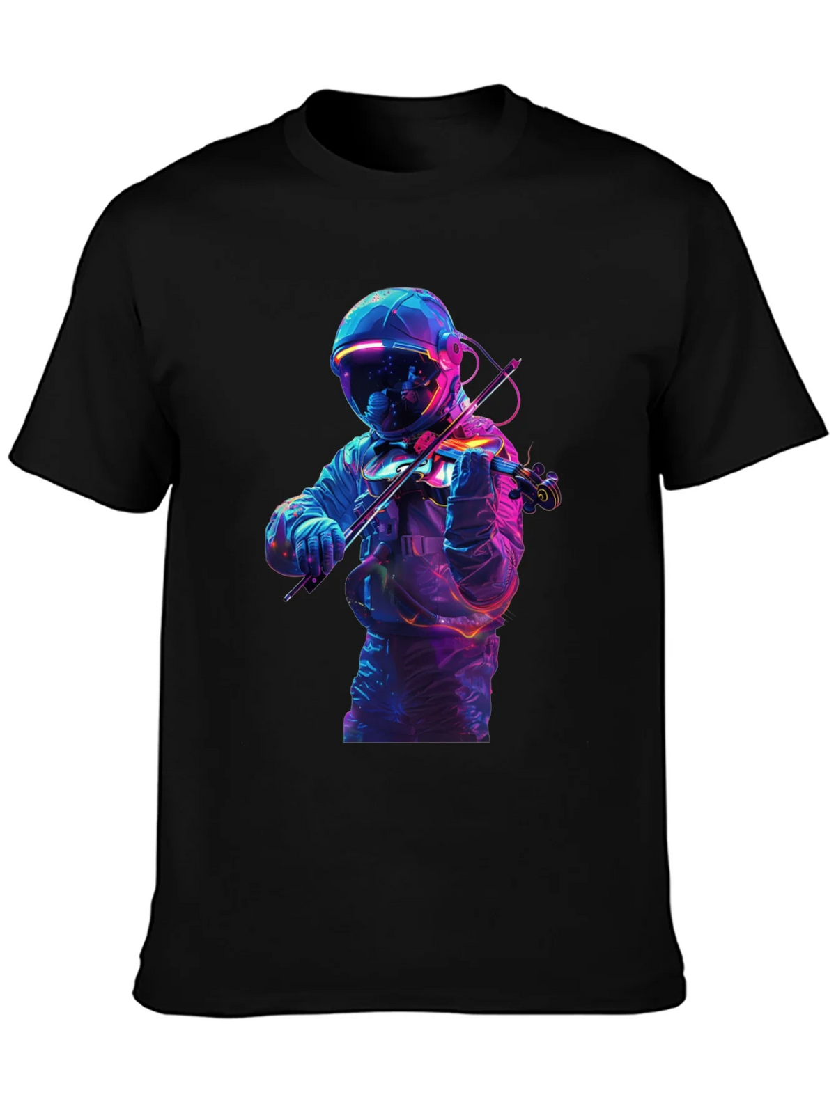 Astronaut Violinist Graphic Tee - Black Cotton product image 3