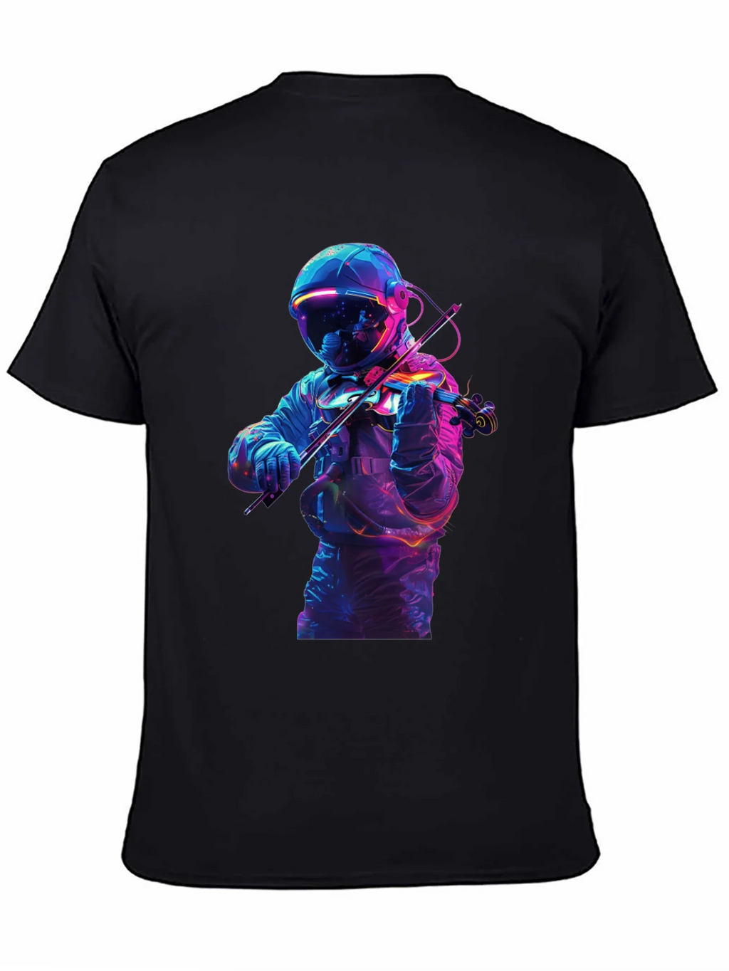 Astronaut Violinist Graphic Tee - Black Cotton product image 4