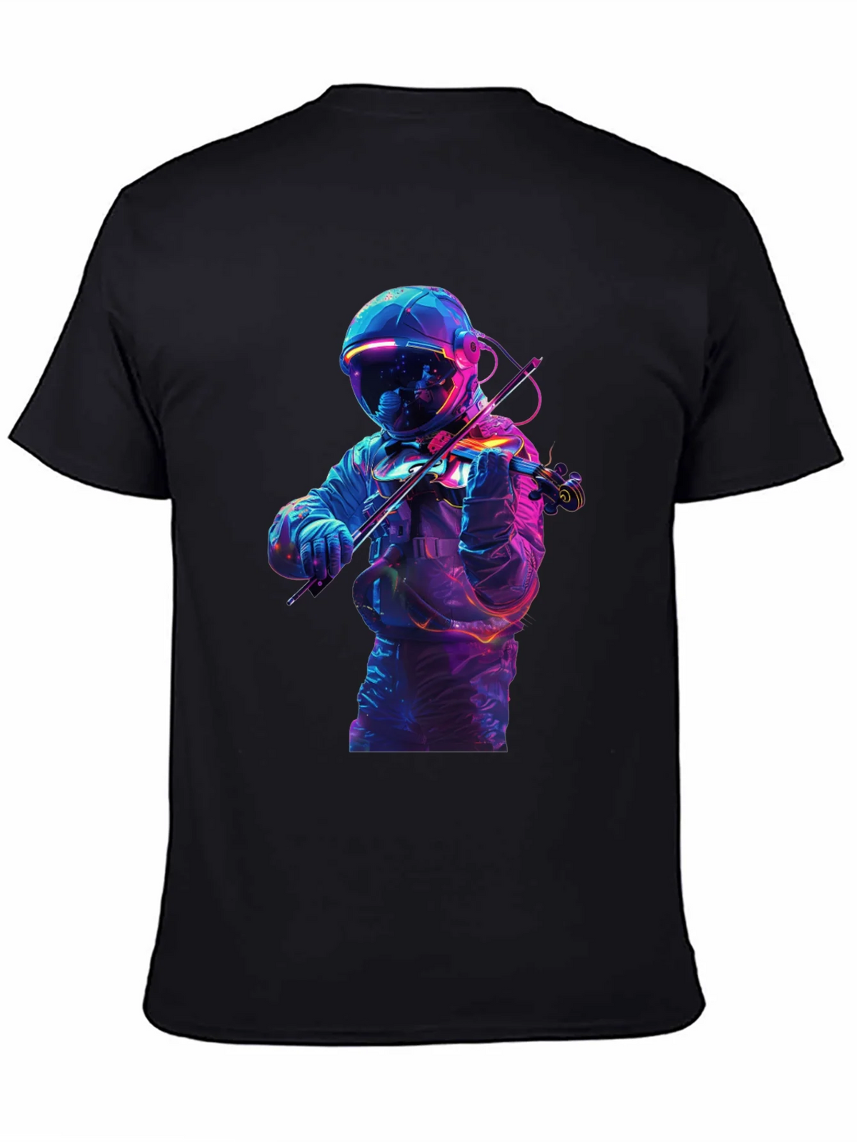 Astronaut Violinist Graphic Tee - Black Cotton product image 4