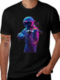 Astronaut Violinist Graphic Tee - Black Cotton product image 1