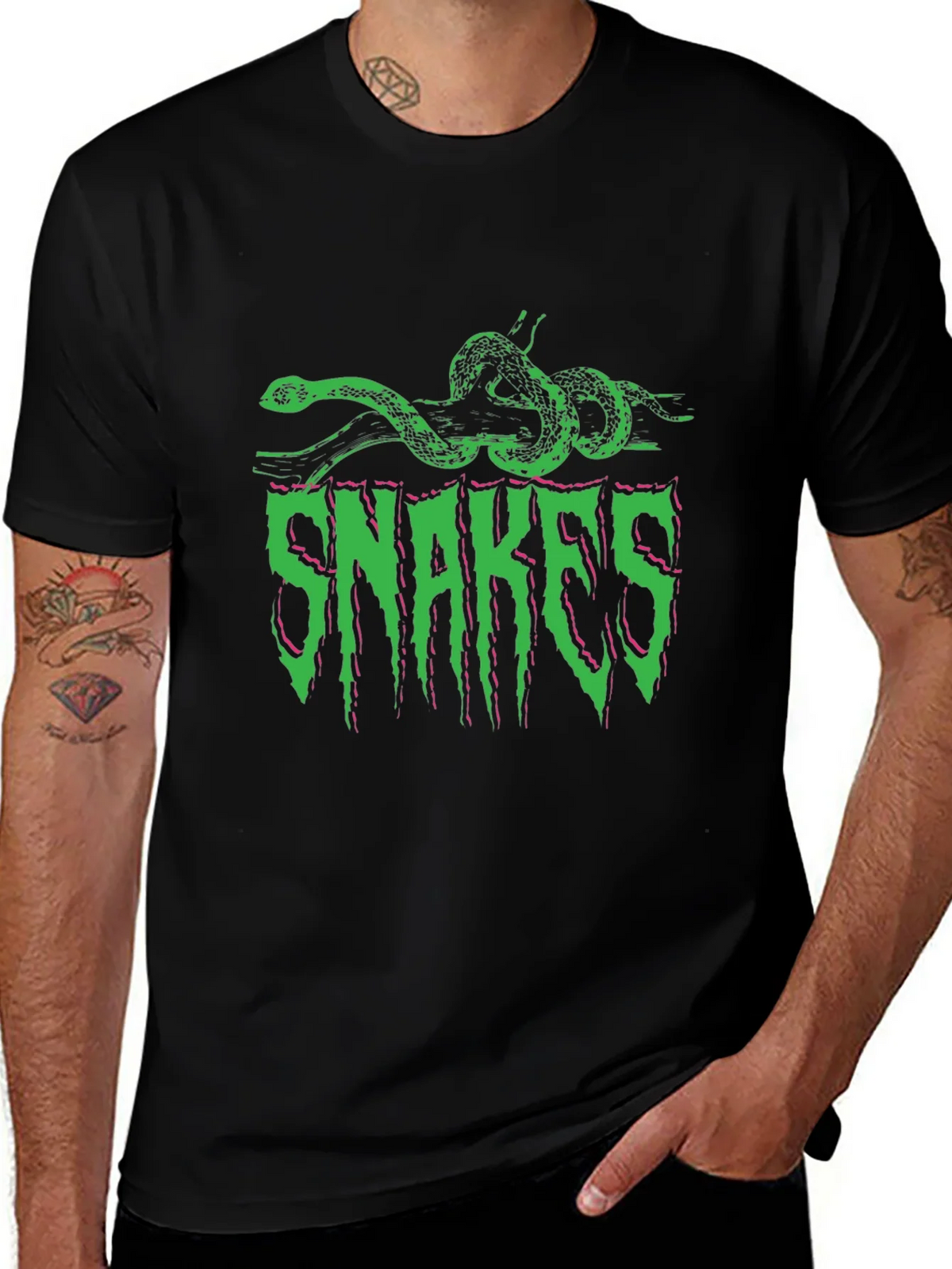 Snakes Graphic Print Black T-Shirt product image 1