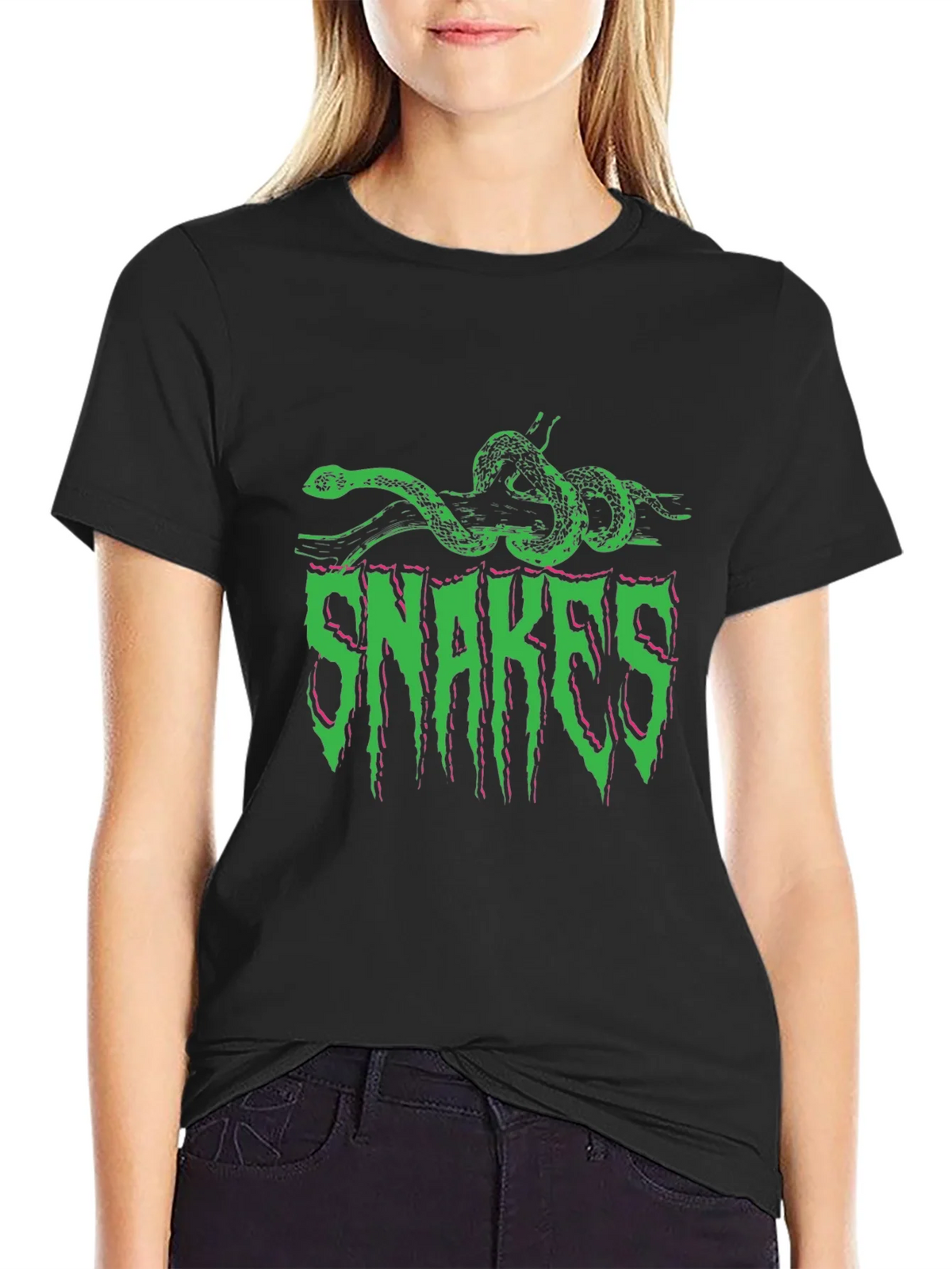 Snakes Graphic Print Black T-Shirt product image 2