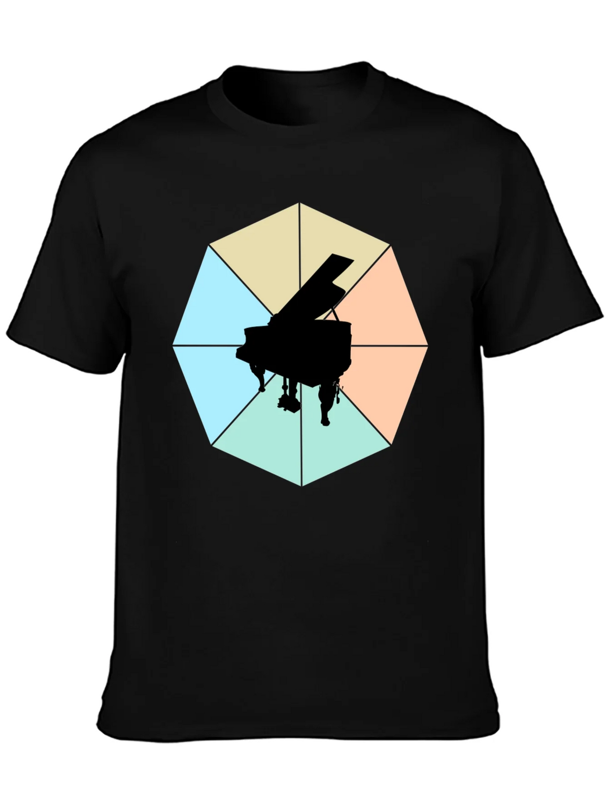 Geometric Piano Graphic Tee - Modern Musical Style product image 3