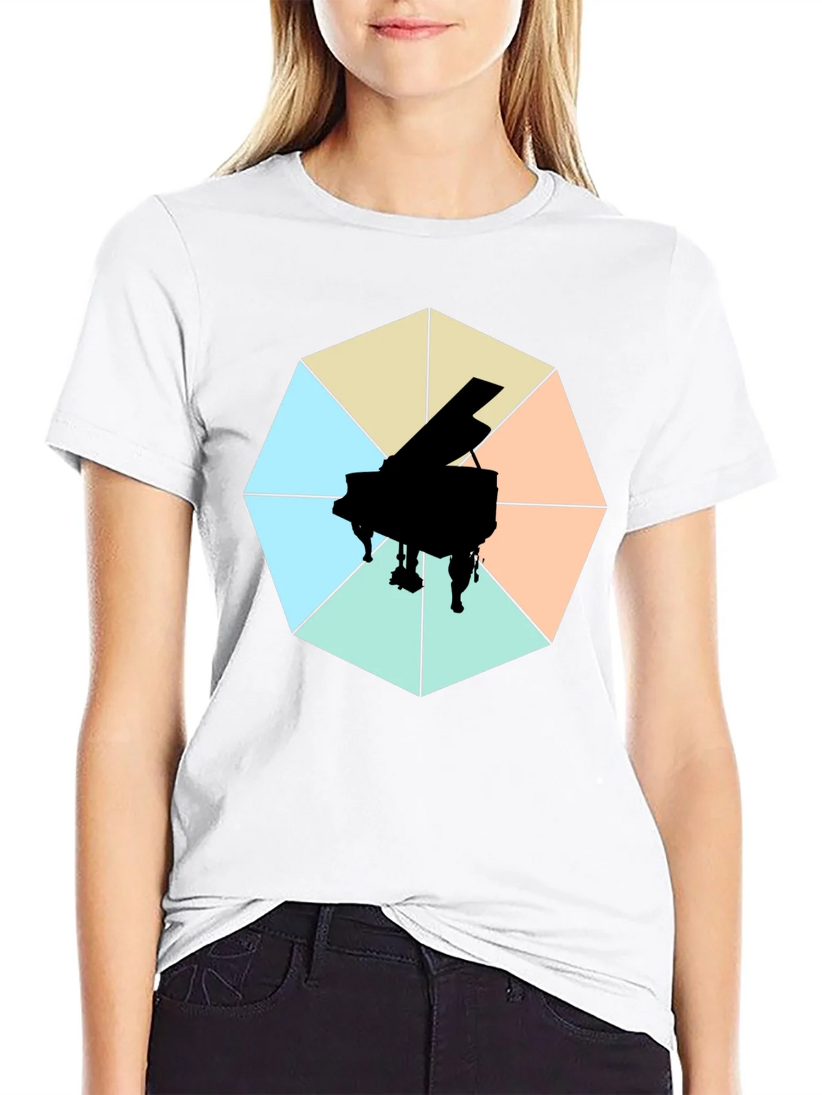 Geometric Piano Graphic Tee - Modern Musical Style product image 8