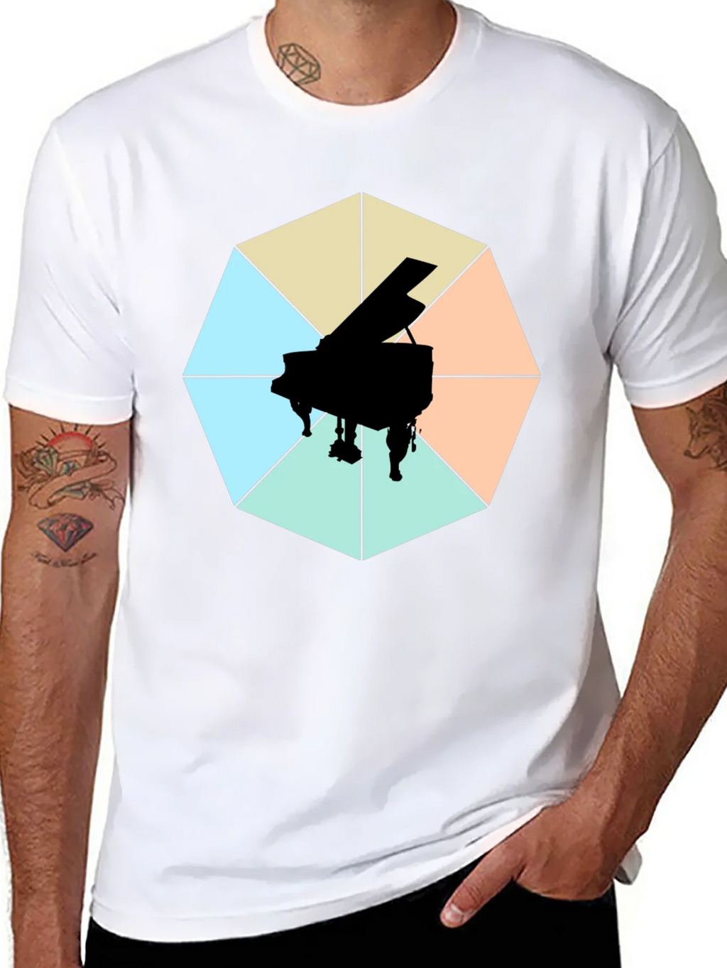 Geometric Piano Graphic Tee - Modern Musical Style product image 7