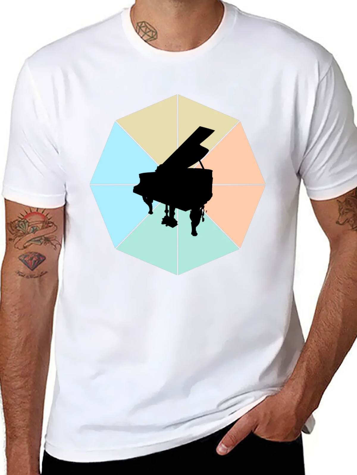 Geometric Piano Graphic Tee - Modern Musical Style product image 7