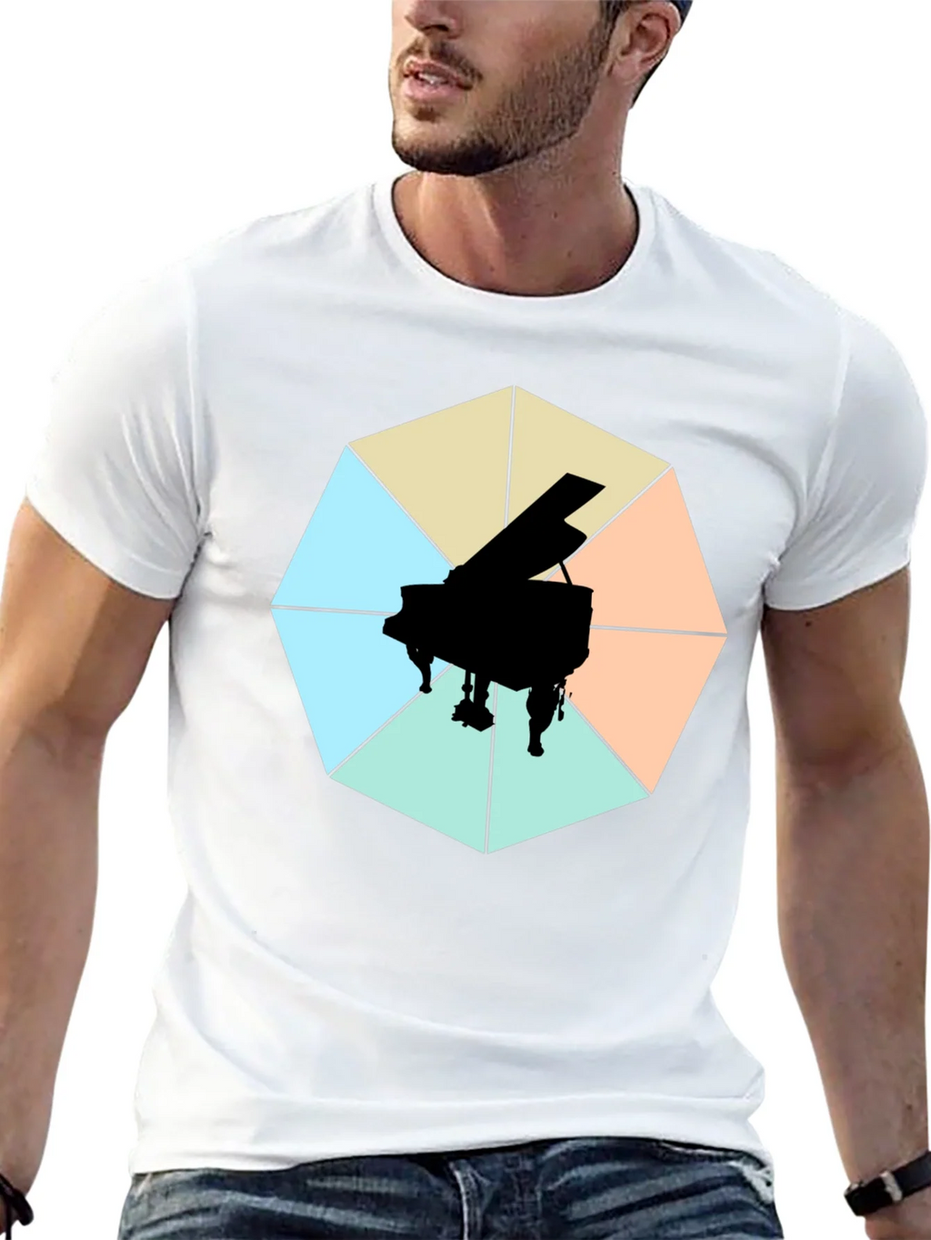 Geometric Piano Graphic Tee - Modern Musical Style product image 12