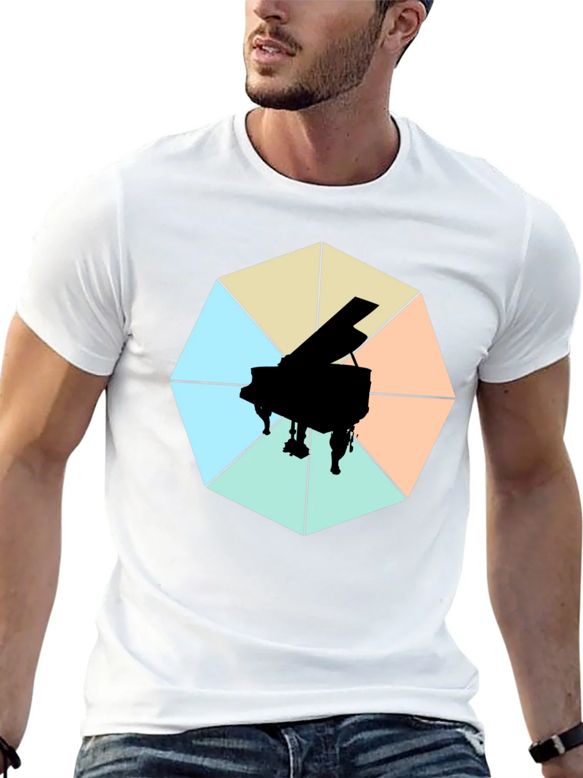 Geometric Piano Graphic Tee - Modern Musical Style product image 12