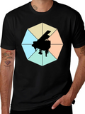 Geometric Piano Graphic Tee - Modern Musical Style product image 1