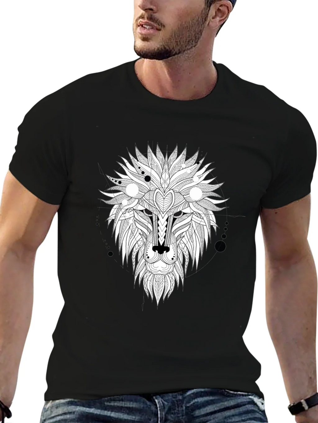 Abstract Lion Head Graphic Tee - Black product image 6