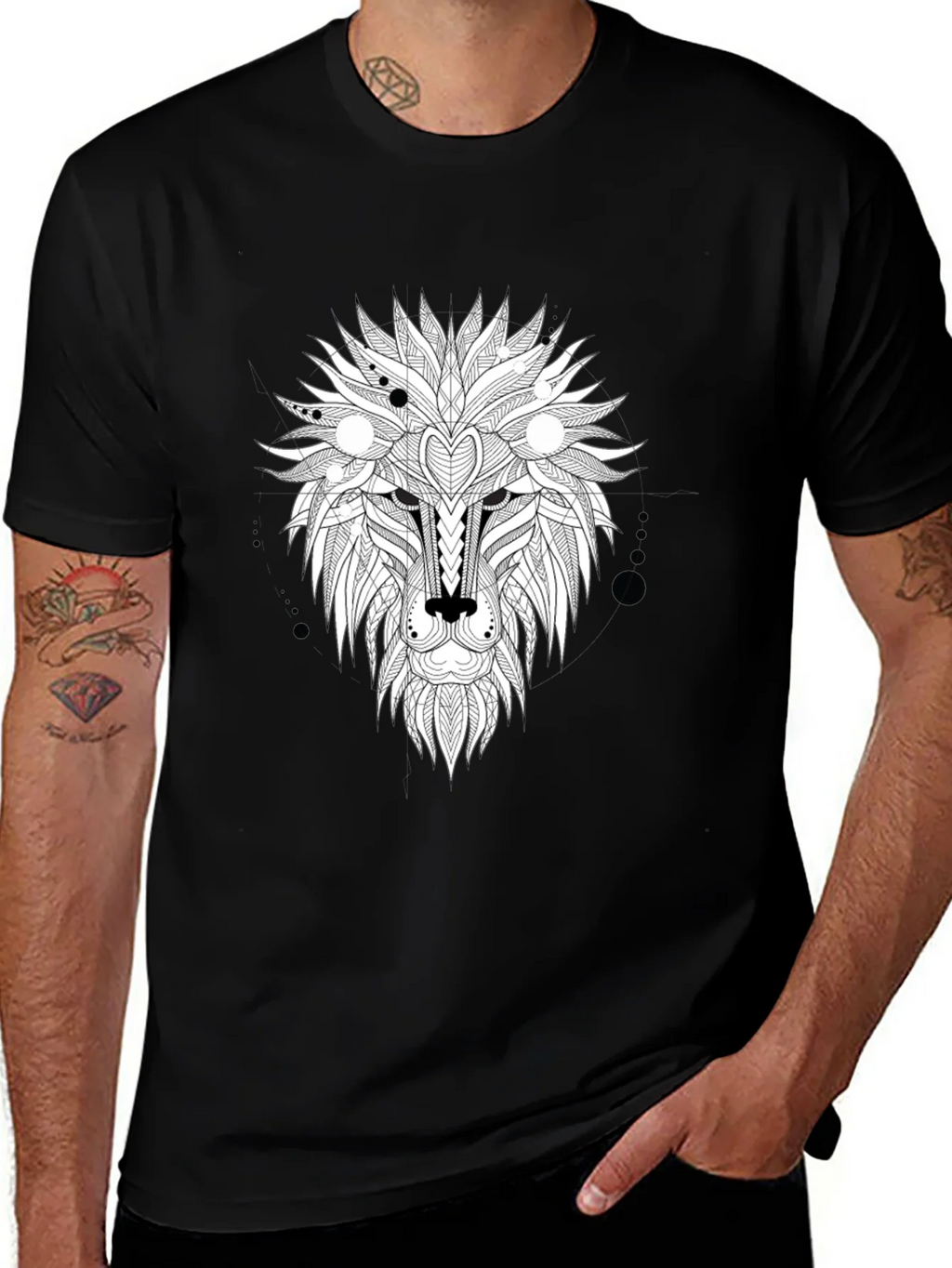 Abstract Lion Head Graphic Tee - Black product image 1