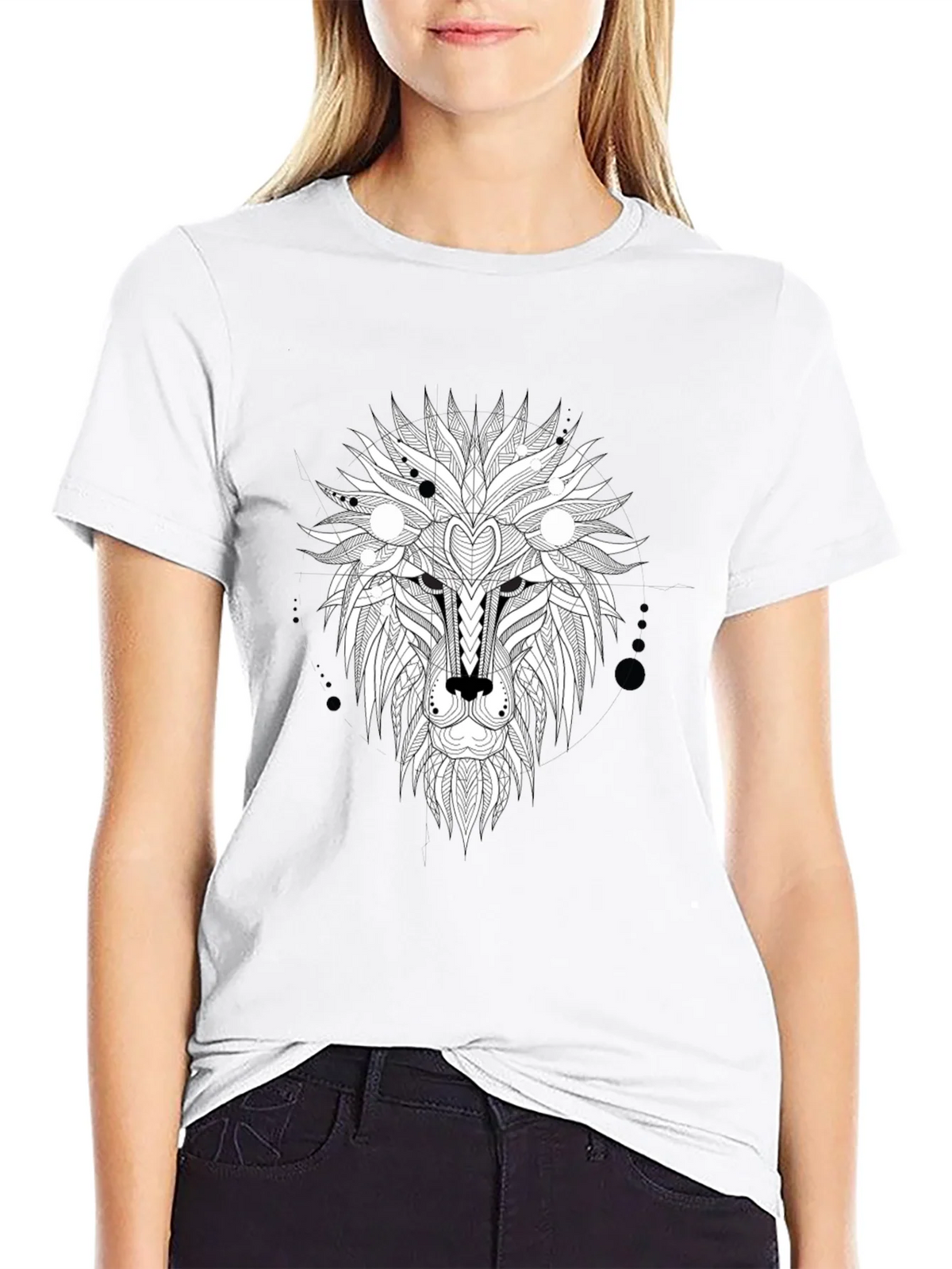 Abstract Lion Head Graphic Tee - Black product image 8