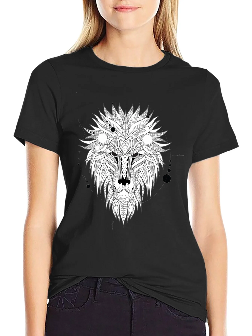 Abstract Lion Head Graphic Tee - Black product image 2