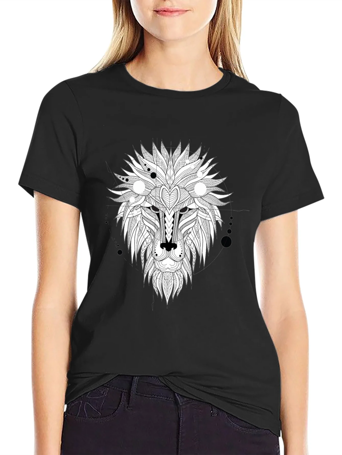 Abstract Lion Head Graphic Tee - Black product image 2