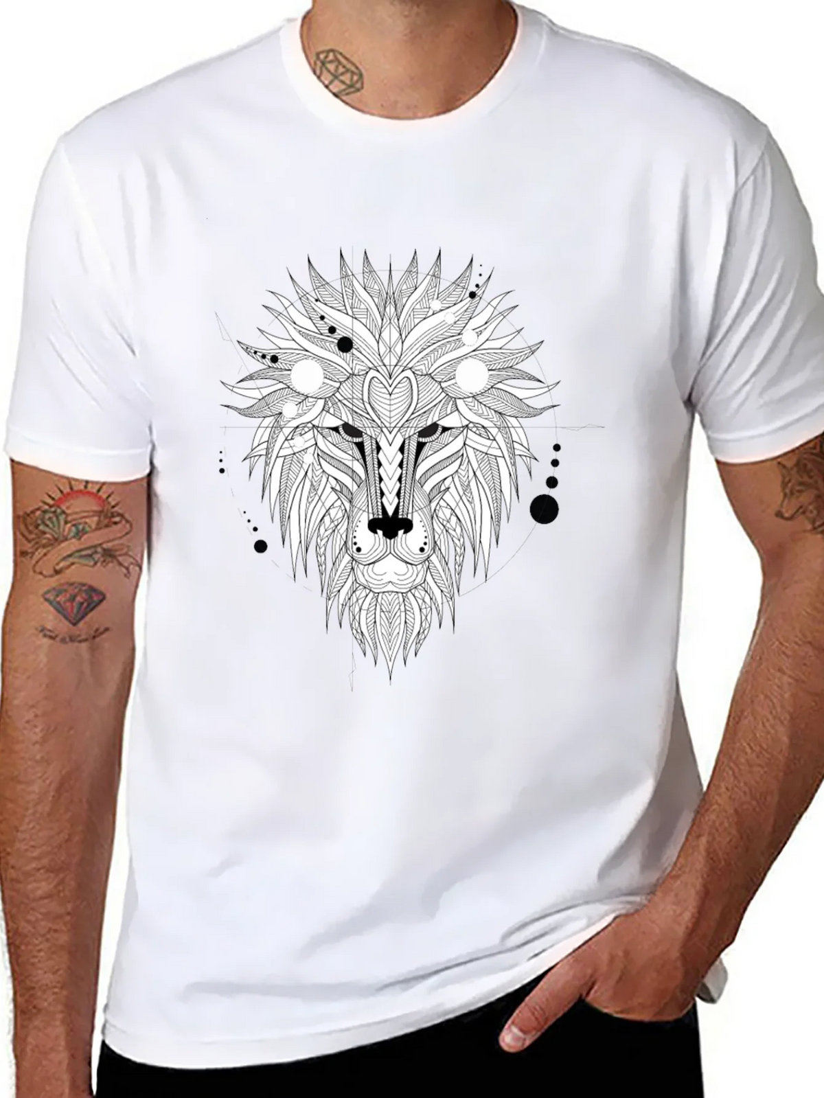 Abstract Lion Head Graphic Tee - Black product image 7