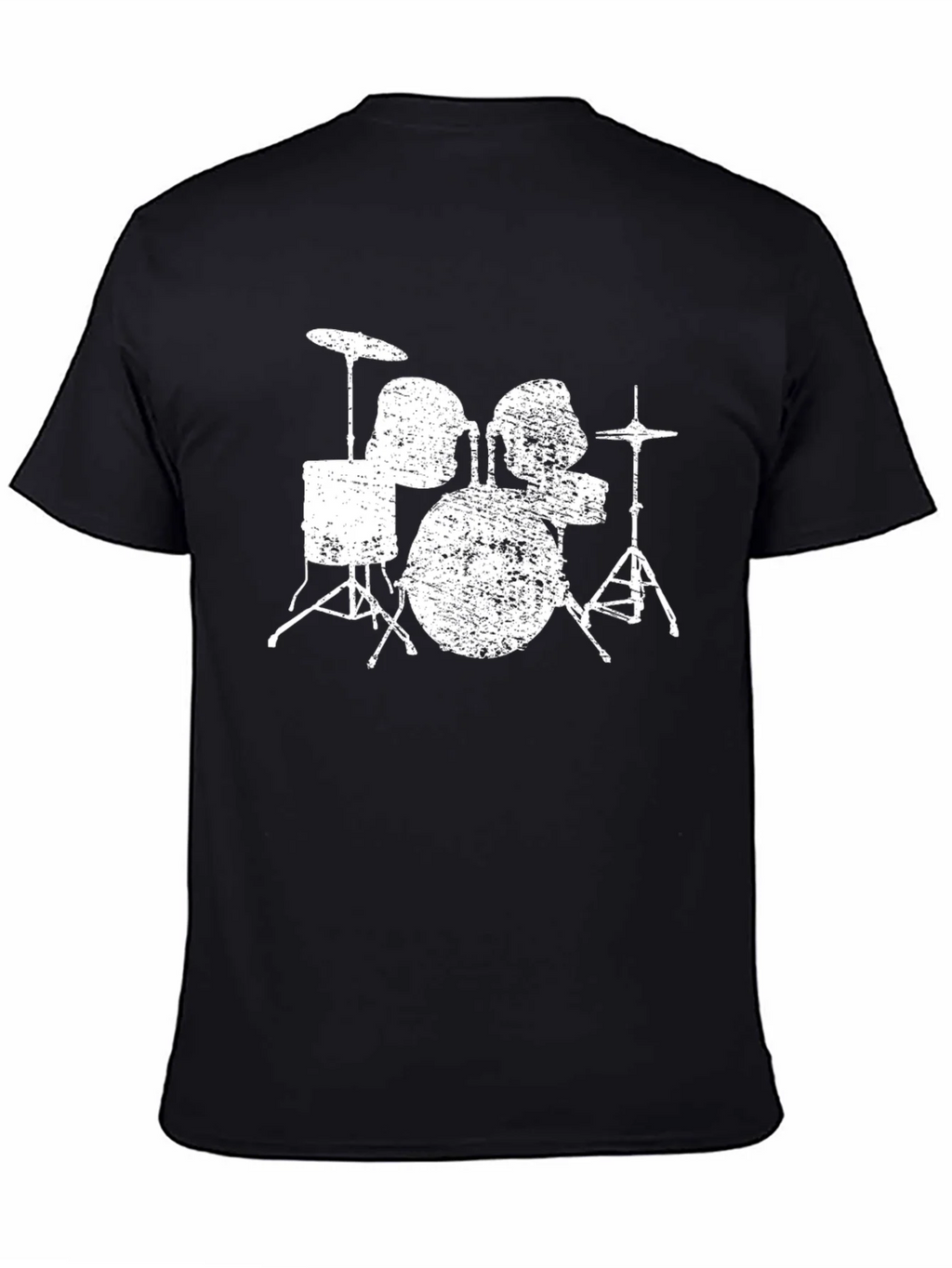 Distressed Drum Set Graphic Tee - Black Cotton T-Shirt product image 4