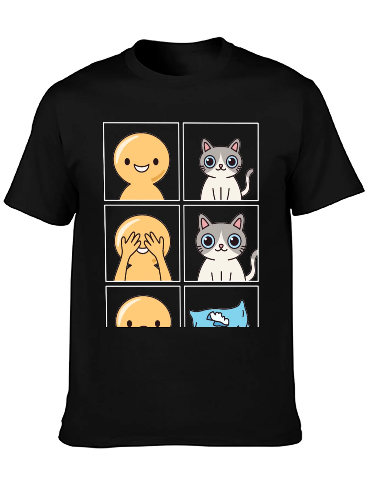 Peek-a-Boo Emoji Cat T-Shirt product image 3