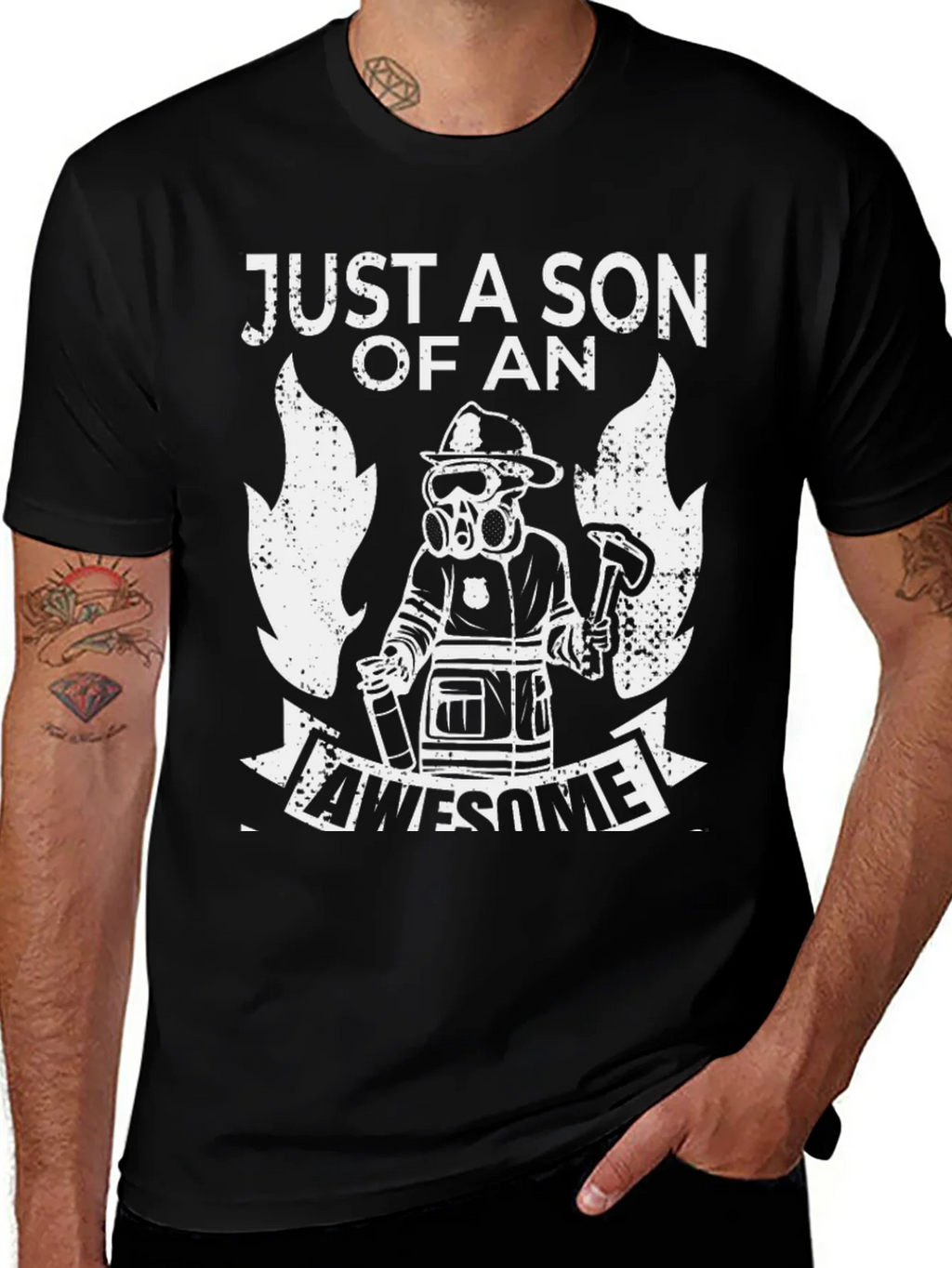Firefighter Son T-Shirt Awesome Fireman Dad Gift product image 1