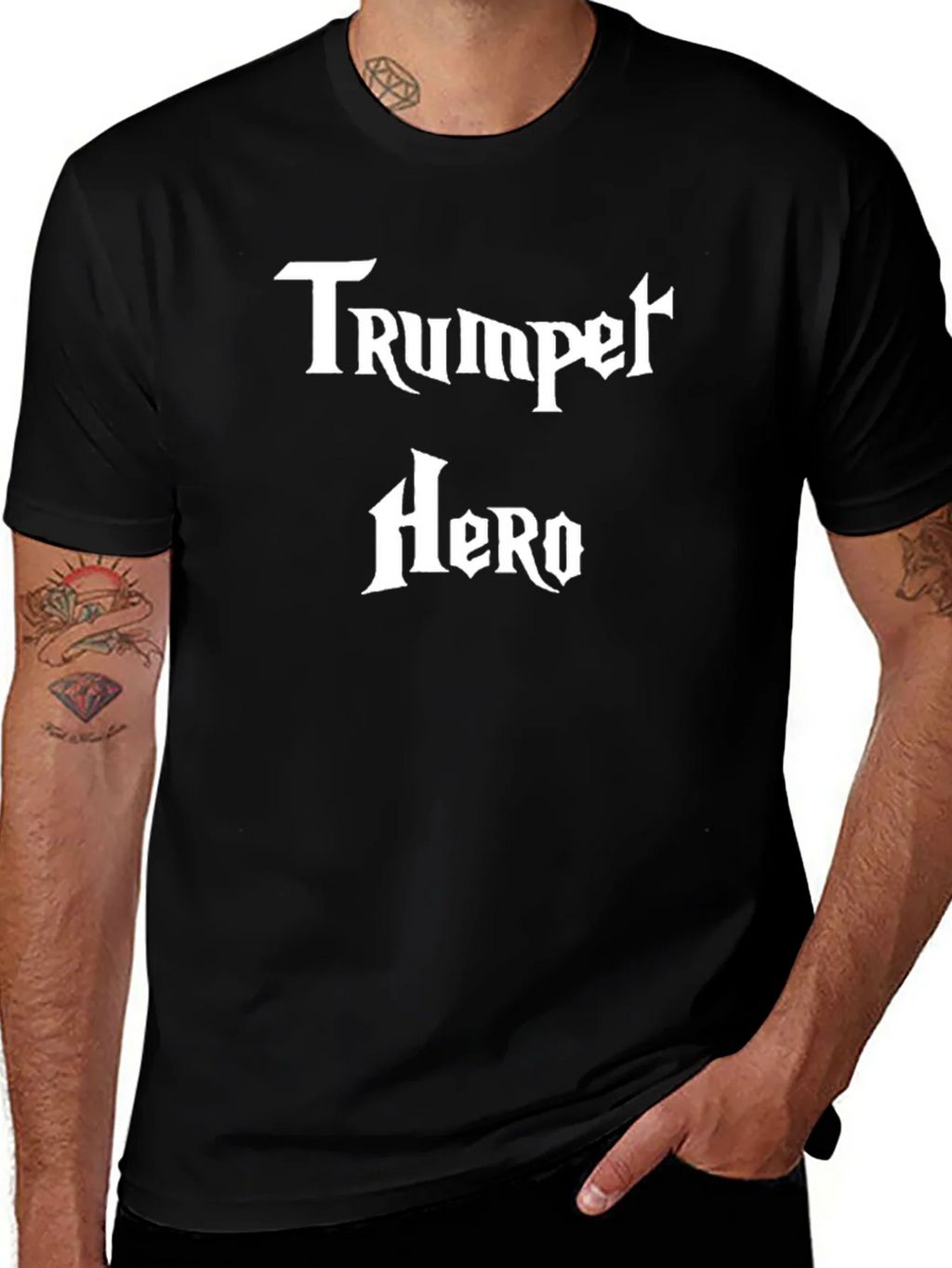 Trumpet Hero Graphic T-Shirt - Black product image 1