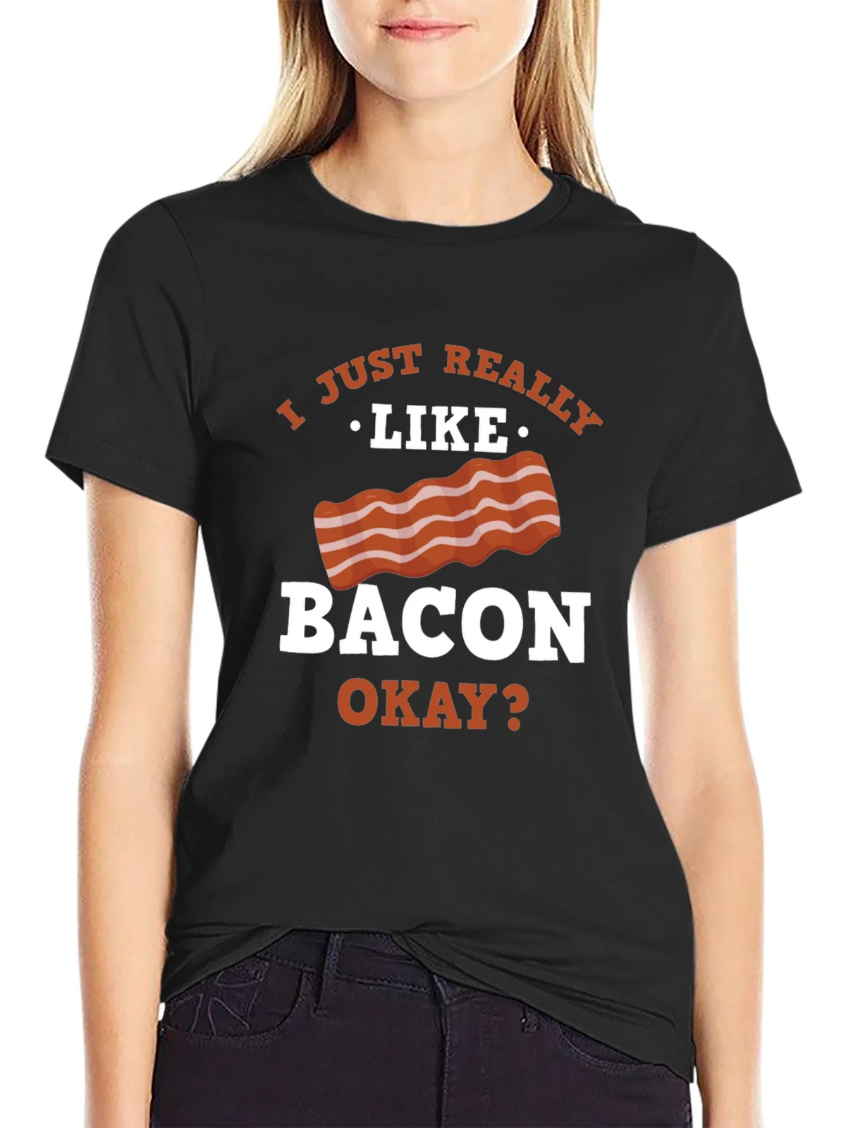Funny Bacon Lover T-Shirt - I Just Really Like Okay? product image 2
