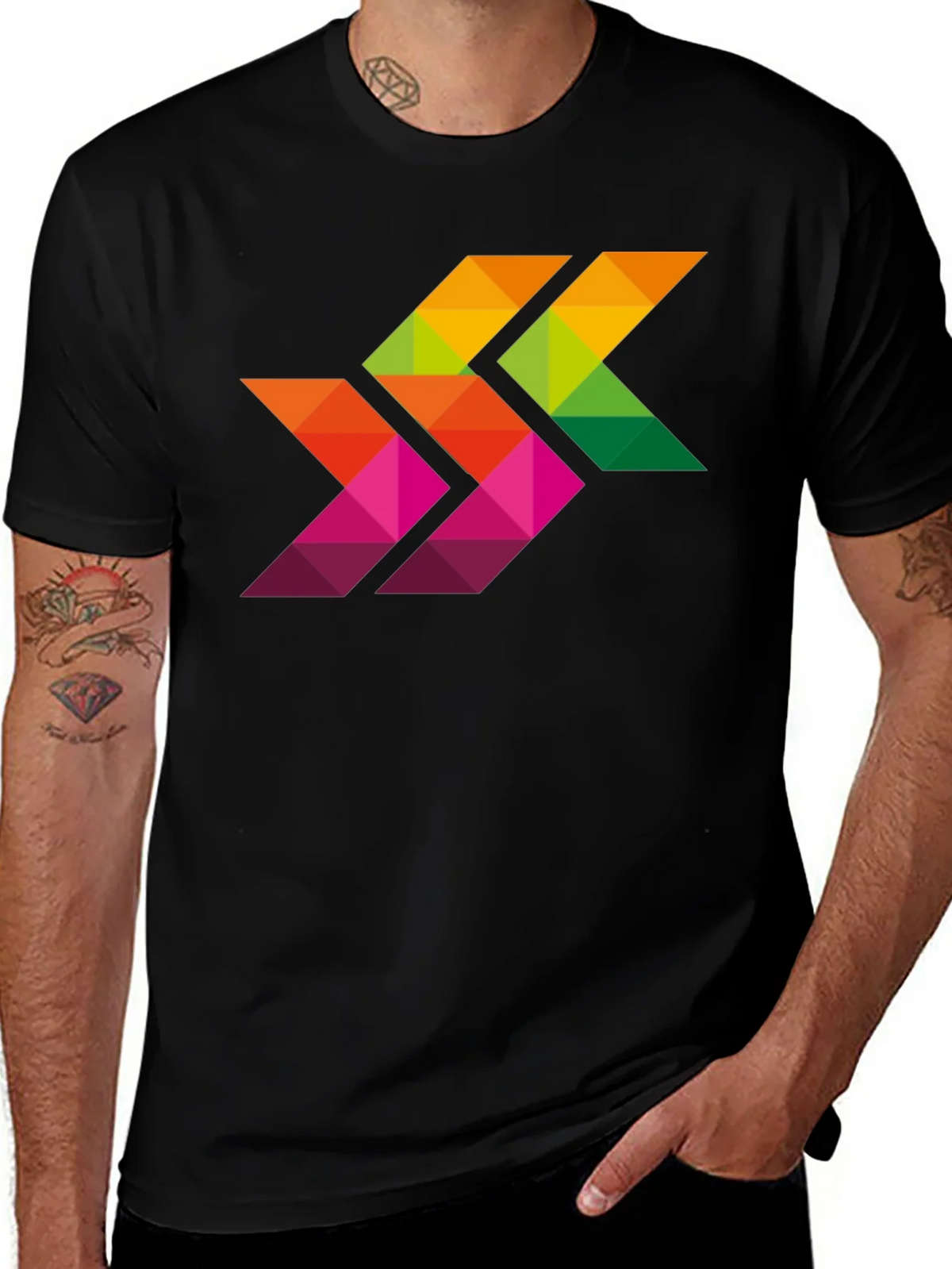 Geometric Arrows Graphic Black T-Shirt product image 1