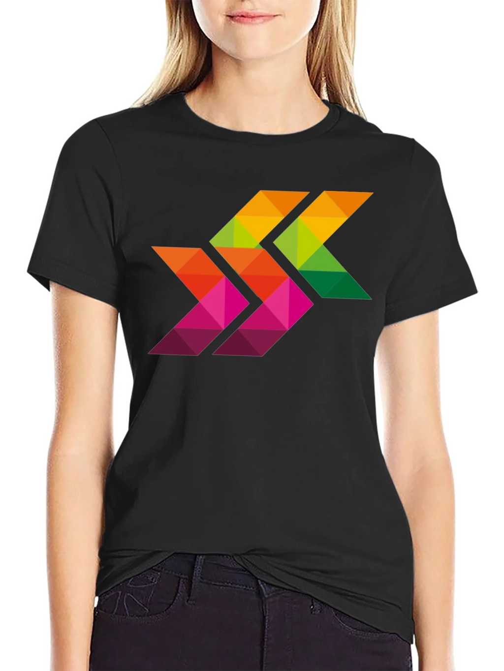 Geometric Arrows Graphic Black T-Shirt product image 2