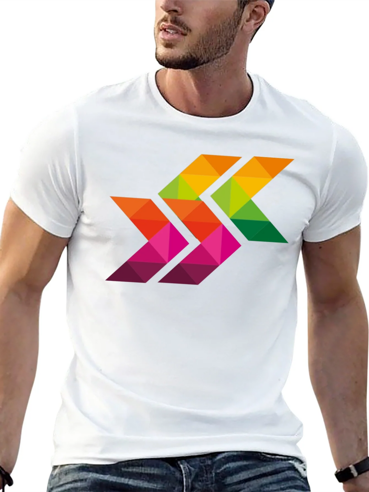 Geometric Arrows Graphic Black T-Shirt product image 7