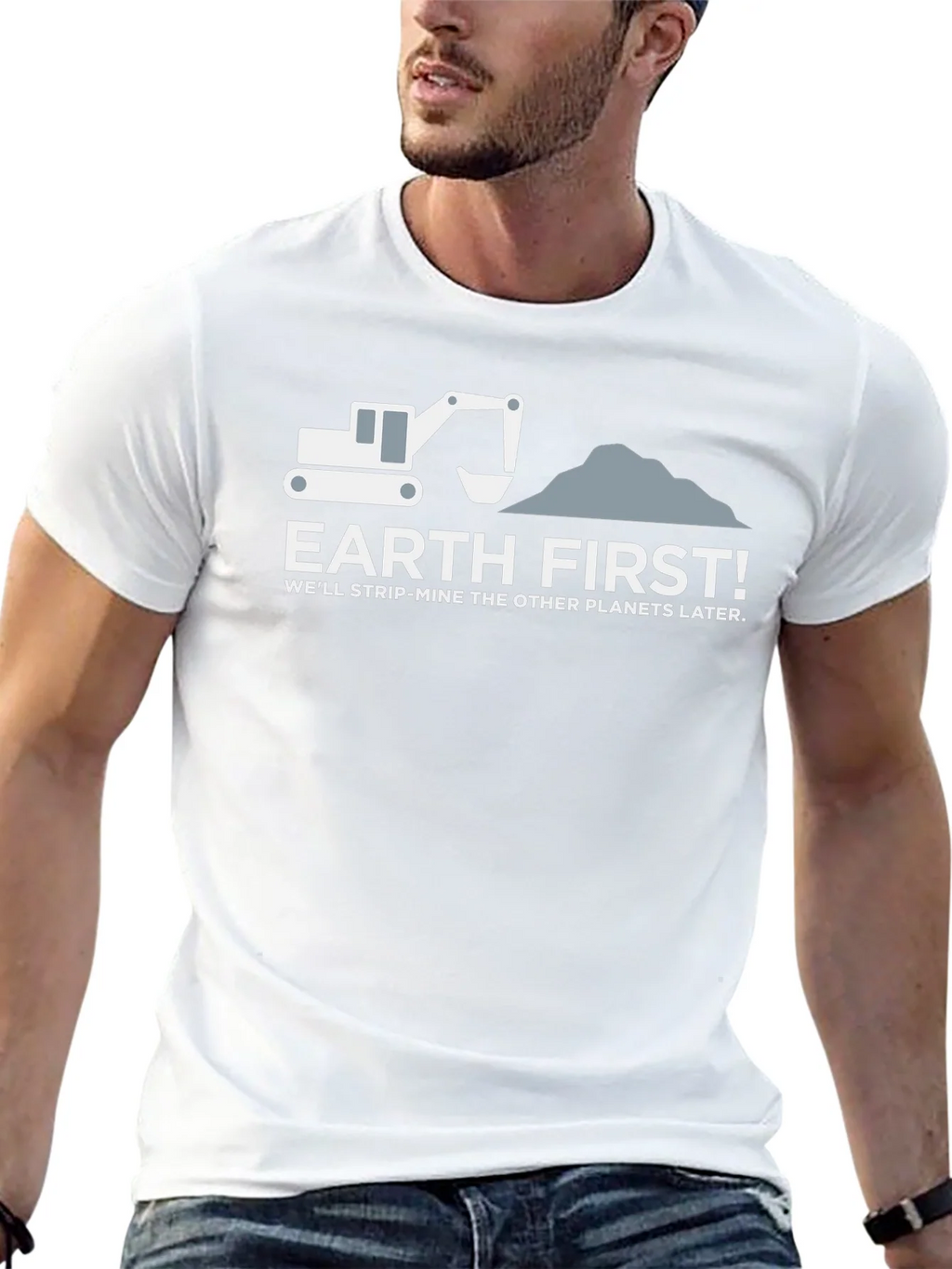 Earth First Slogan Graphic T-Shirt - Environmental Humor product image 12