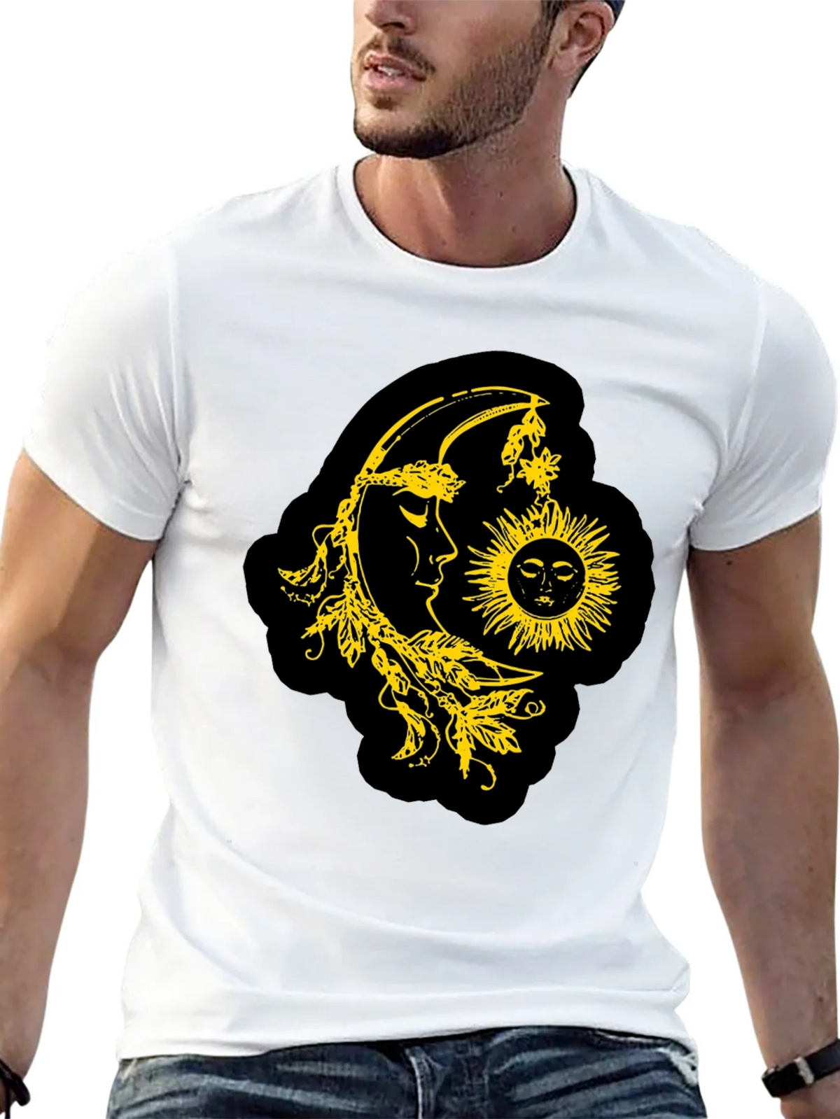 Celestial Sun & Moon Graphic T-Shirt - Black product image 5