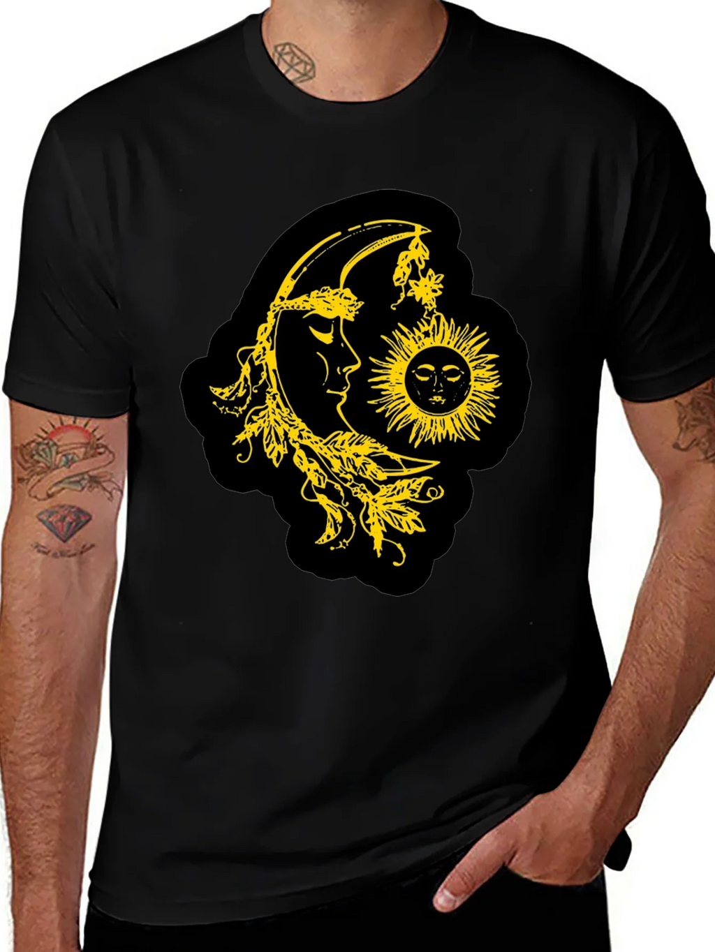 Celestial Sun & Moon Graphic T-Shirt - Black product image 1