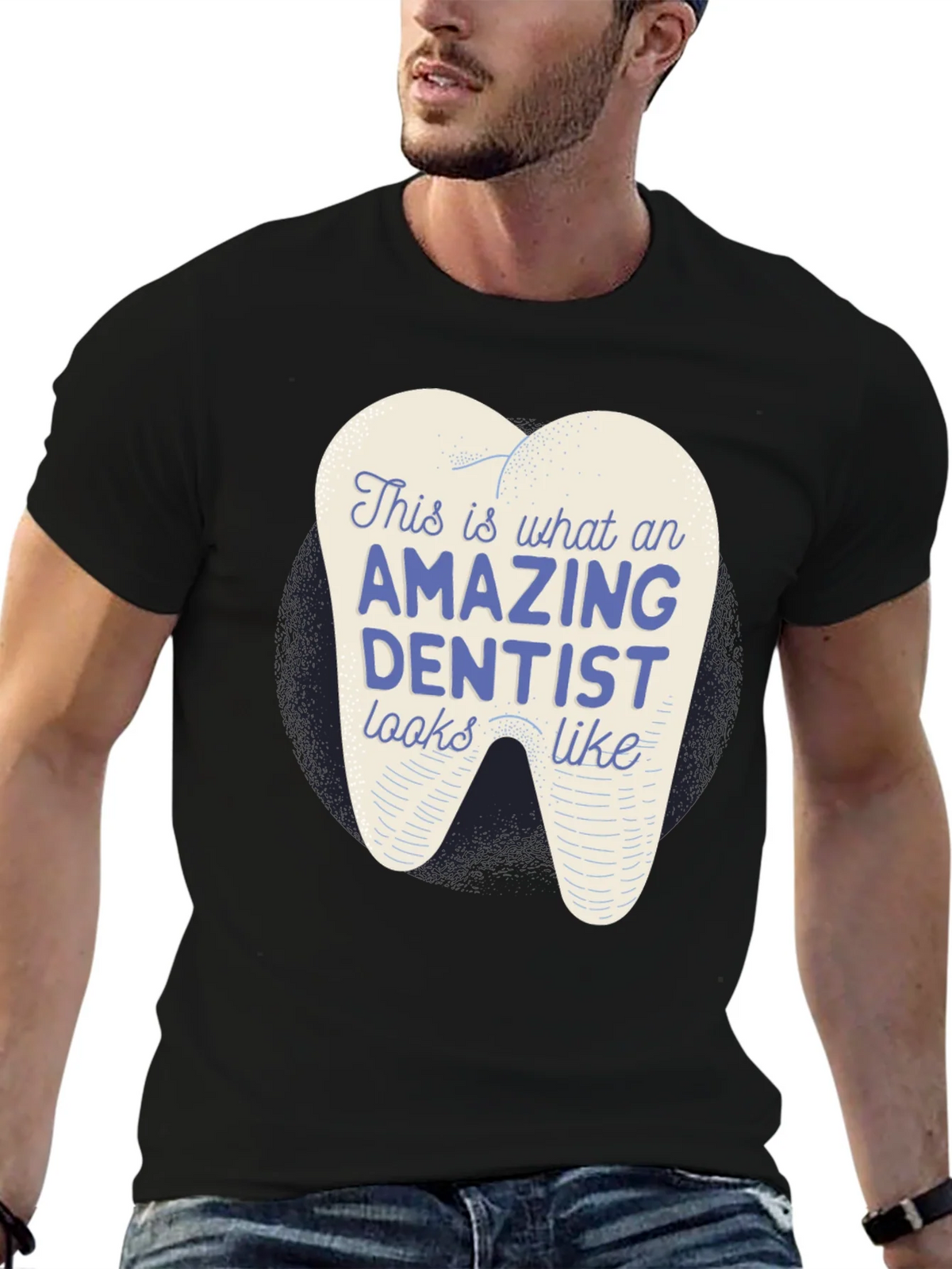 Amazing Dentist Graphic T-Shirt - Black Cotton Tee product image 6