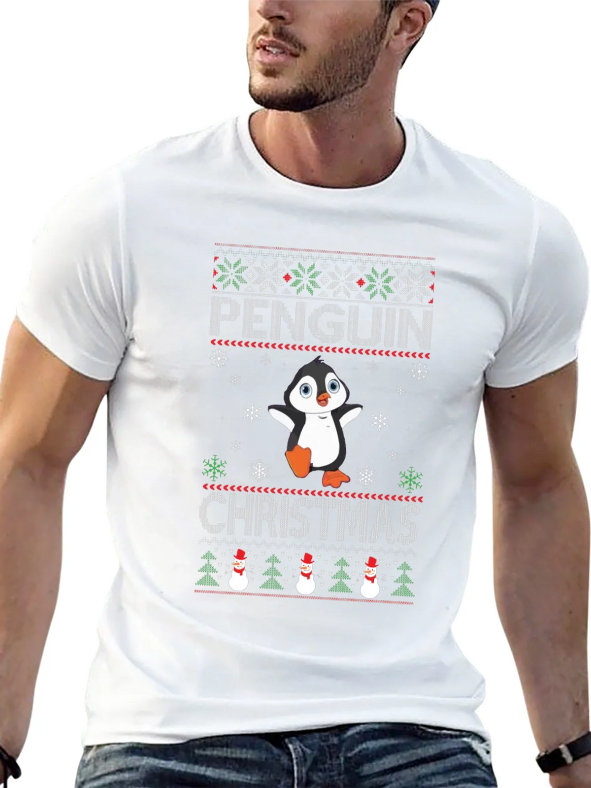 Penguin Christmas T-Shirt Ugly Sweater Holiday product image 12