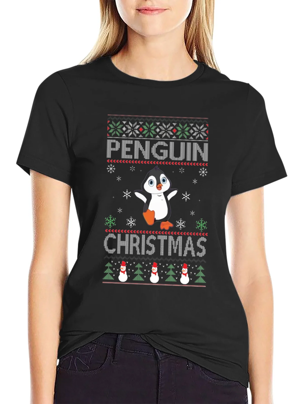Penguin Christmas T-Shirt Ugly Sweater Holiday product image 2