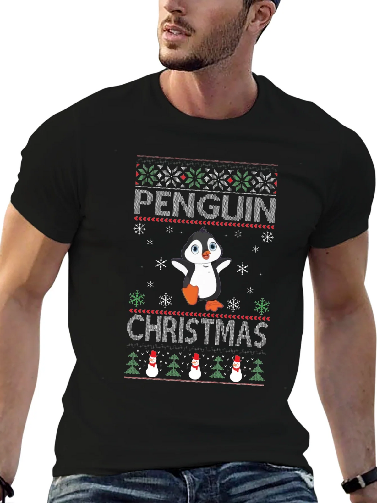 Penguin Christmas T-Shirt Ugly Sweater Holiday product image 6