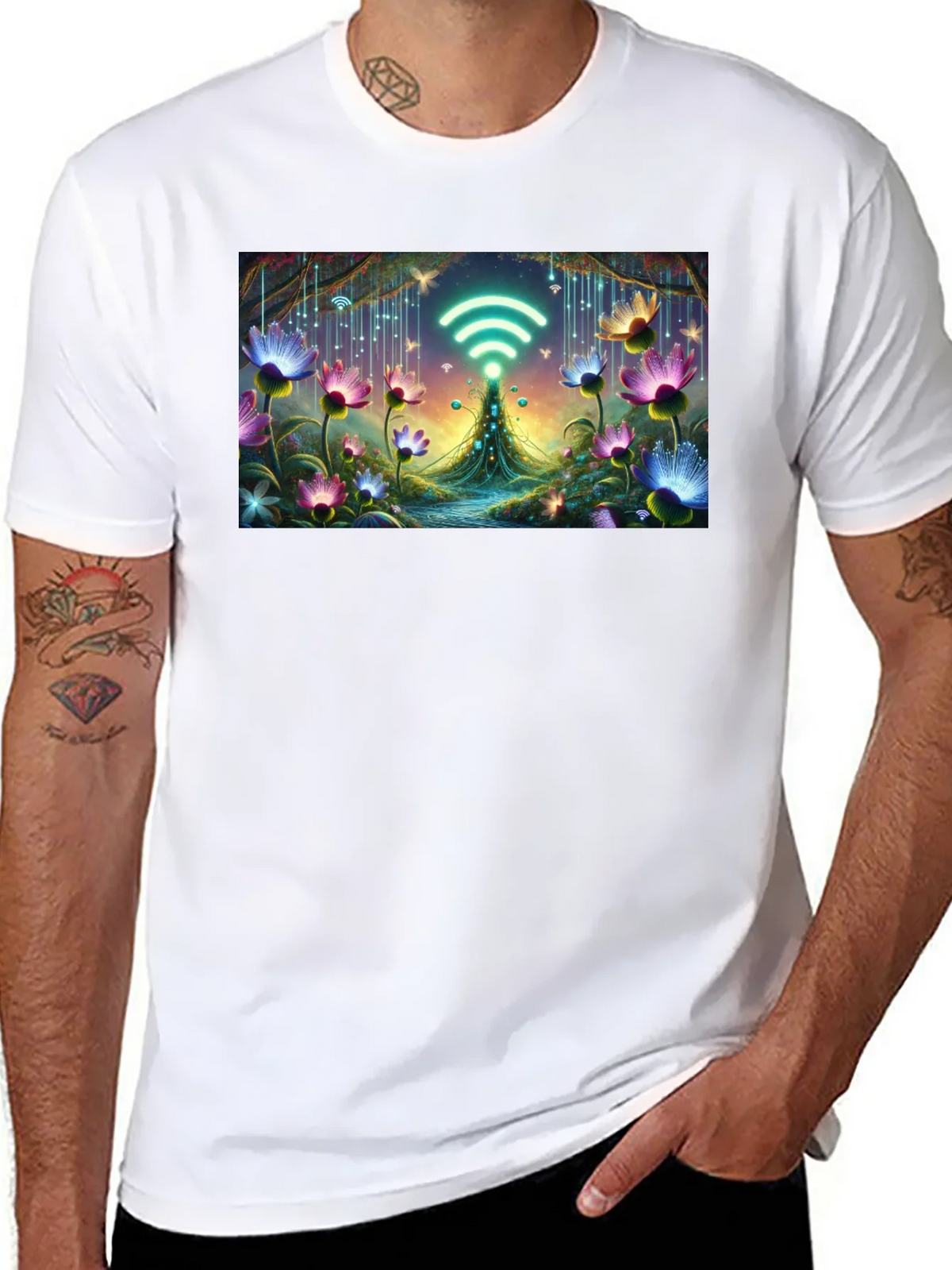 WiFi Fairy Garden Black T-Shirt product image 7