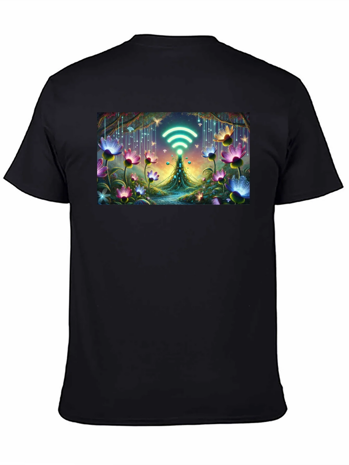 WiFi Fairy Garden Black T-Shirt product image 4
