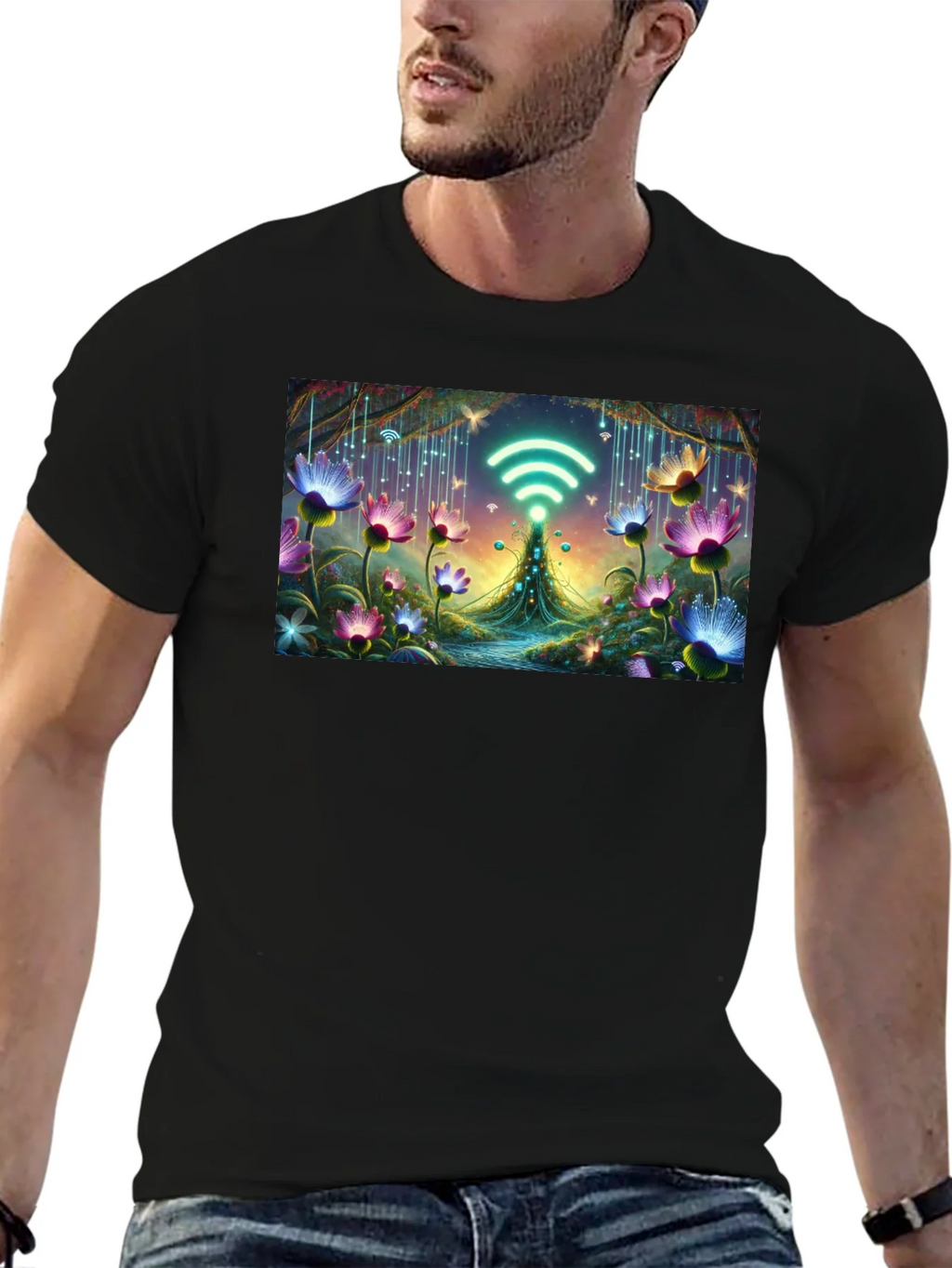 WiFi Fairy Garden Black T-Shirt product image 6