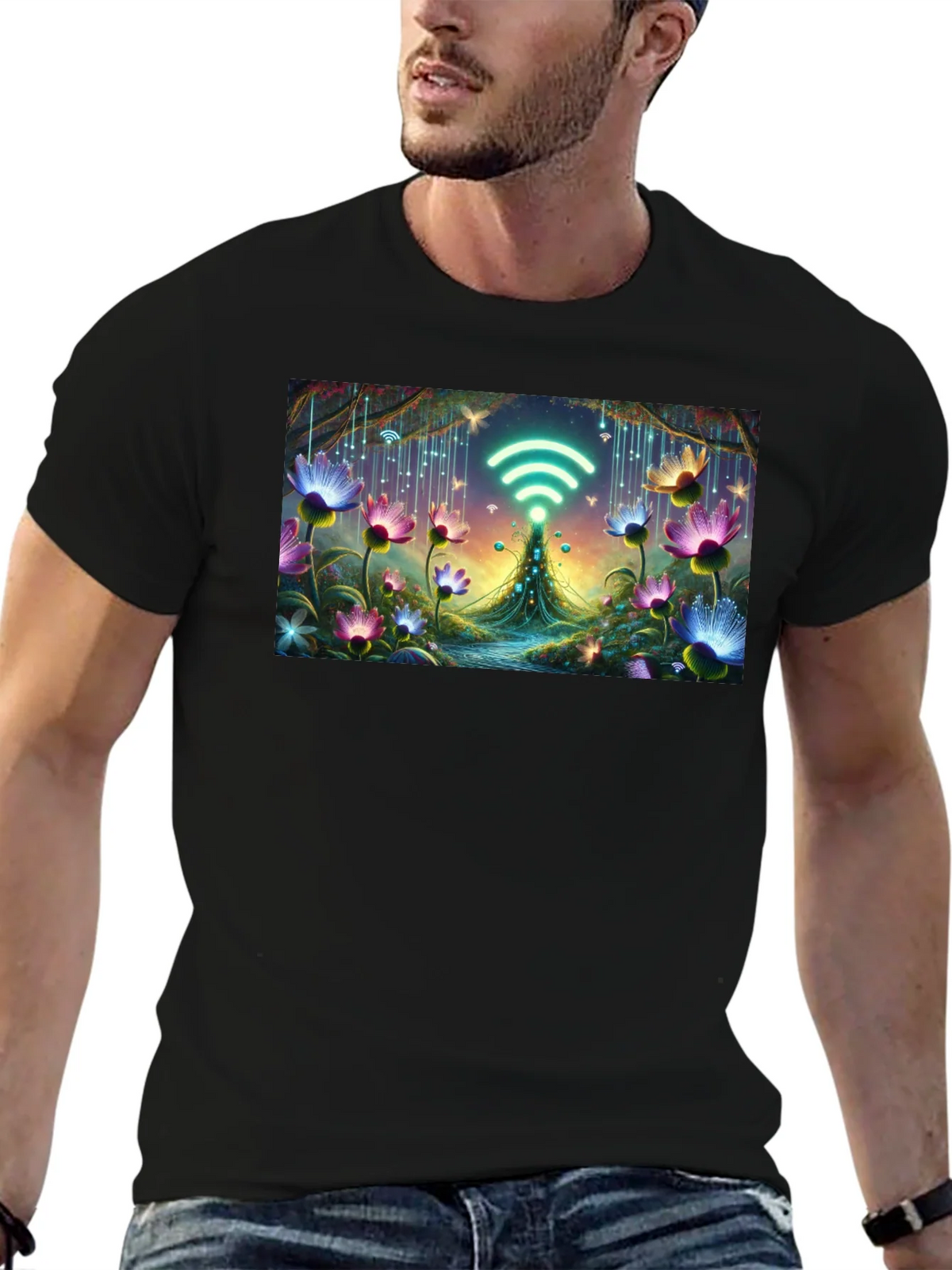WiFi Fairy Garden Black T-Shirt product image 6